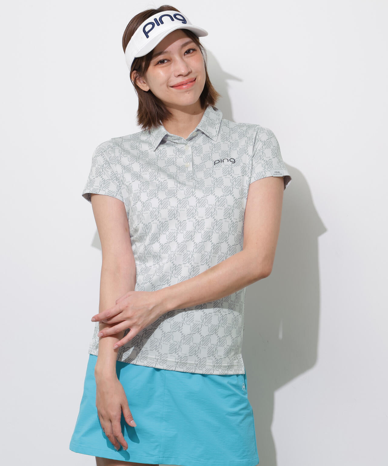 【PING APPAREL】AZモノグラムジャカードブロックロゴ半袖ポロシャツ <PERFORMANCE> (LADIES)