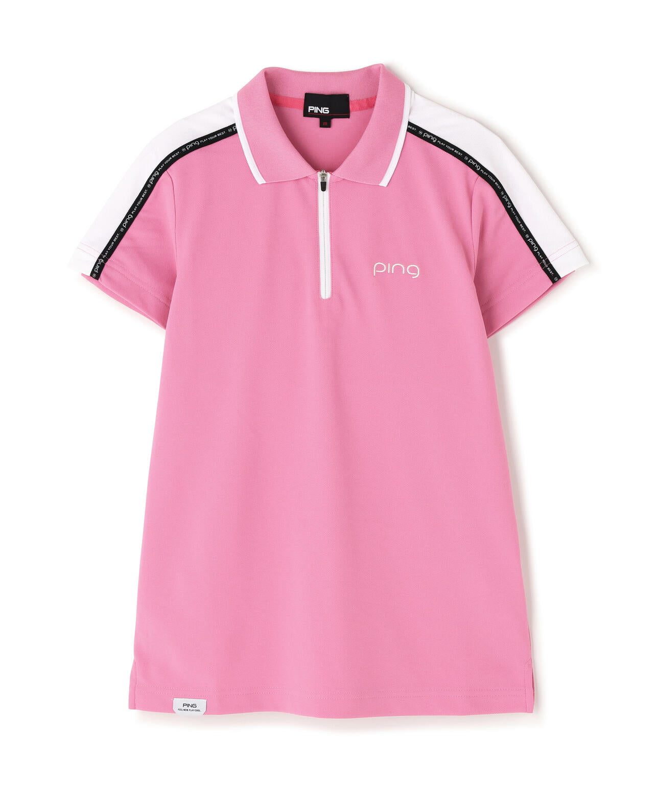 【PING APPAREL】切替ロゴテープカノコ半袖ハーフジップポロシャツ <PERFORMANCE> (LADIES)