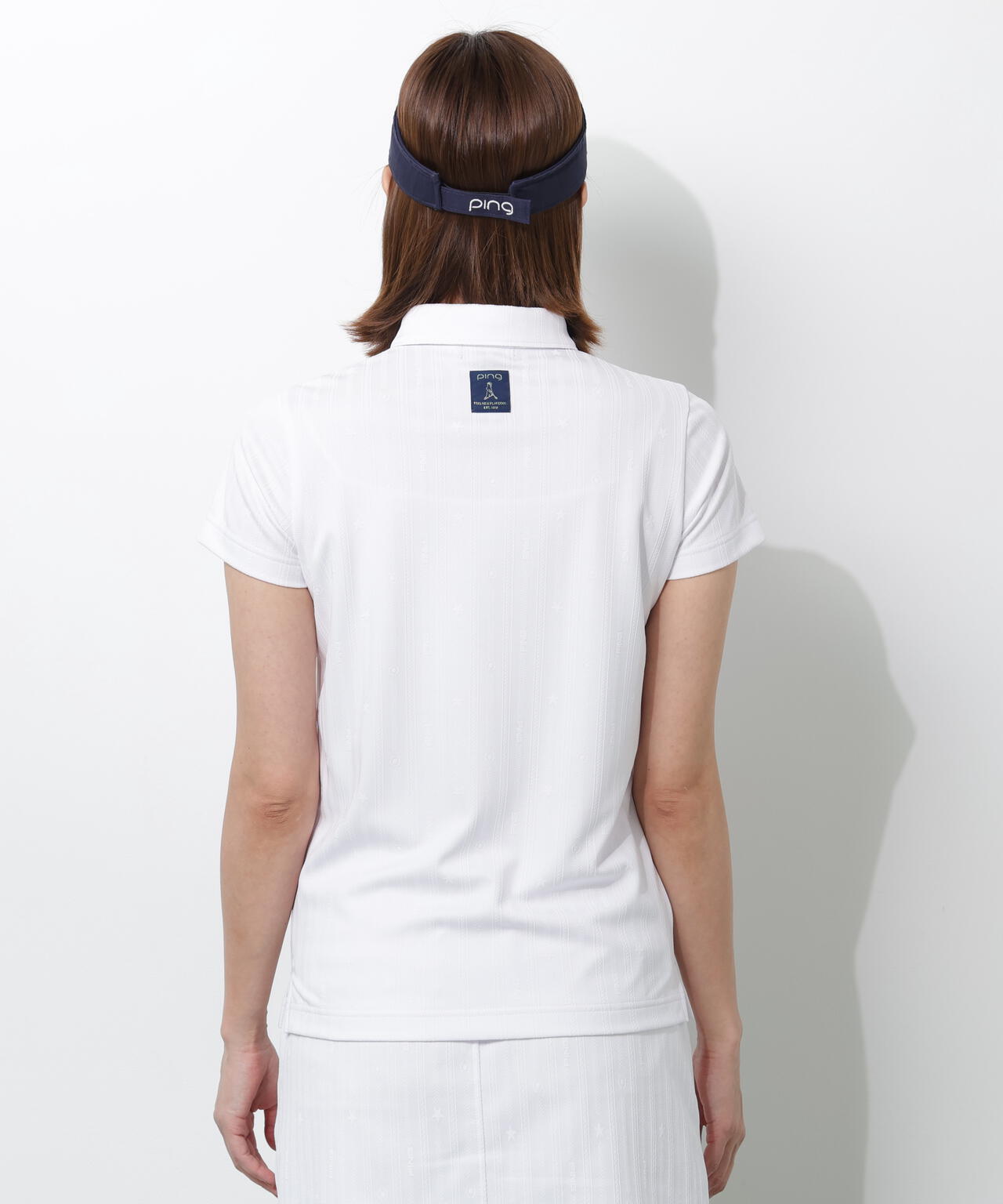 【PING APPAREL】凸凹ストライプジャガード半袖ボタンダウンシャツ <NATIVE> (LADIES)