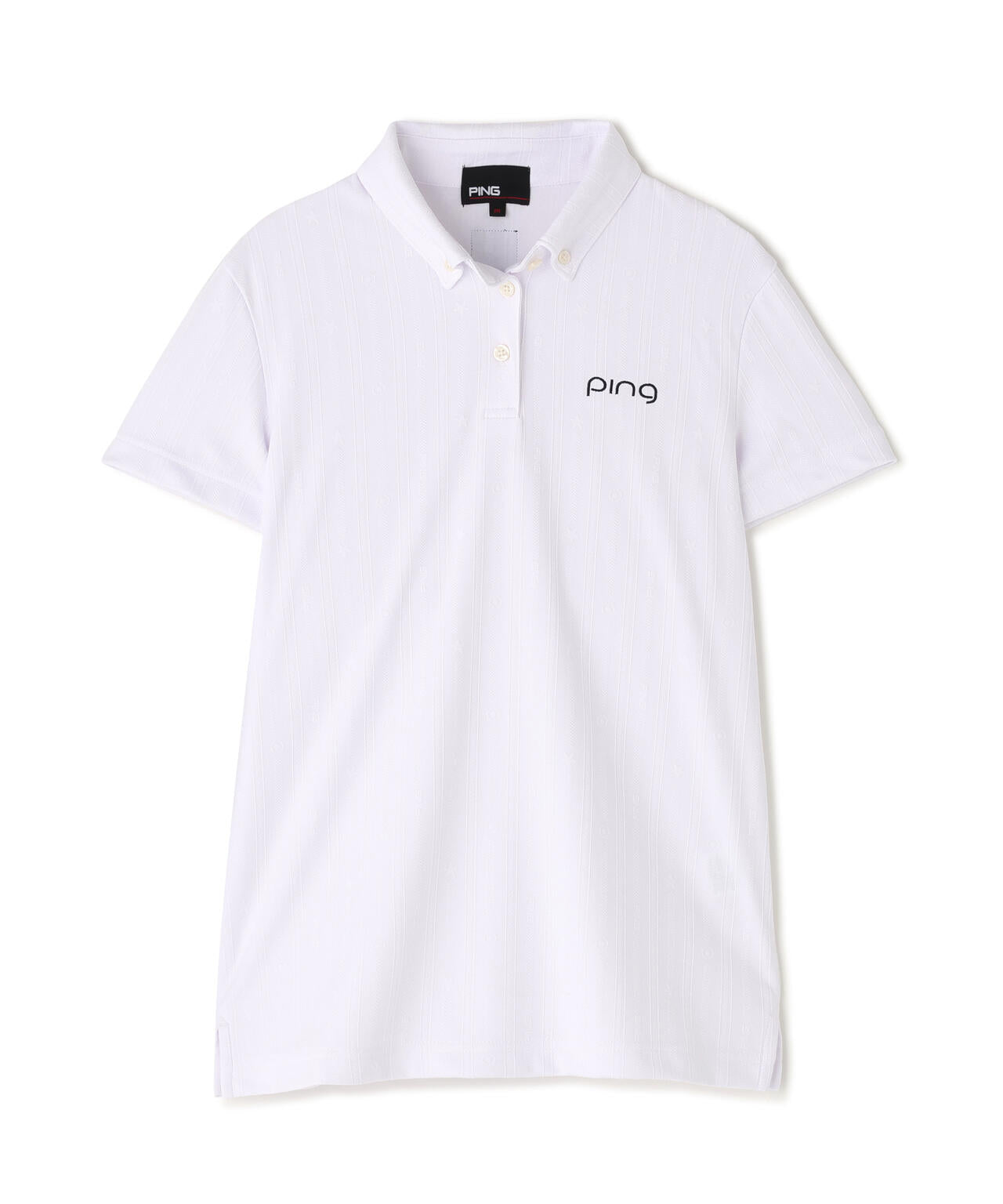 【PING APPAREL】凸凹ストライプジャガード半袖ボタンダウンシャツ <NATIVE> (LADIES)