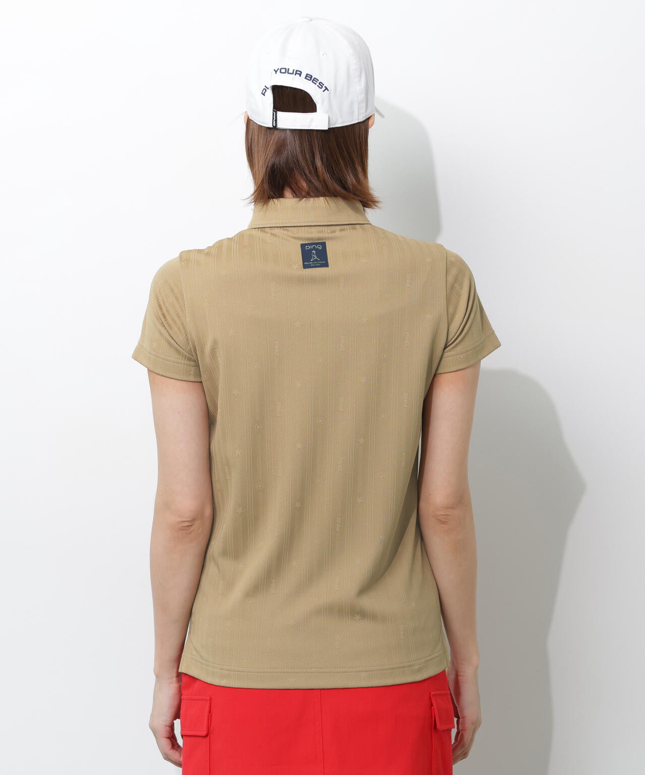 【PING APPAREL】凸凹ストライプジャガード半袖ボタンダウンシャツ <NATIVE> (LADIES)