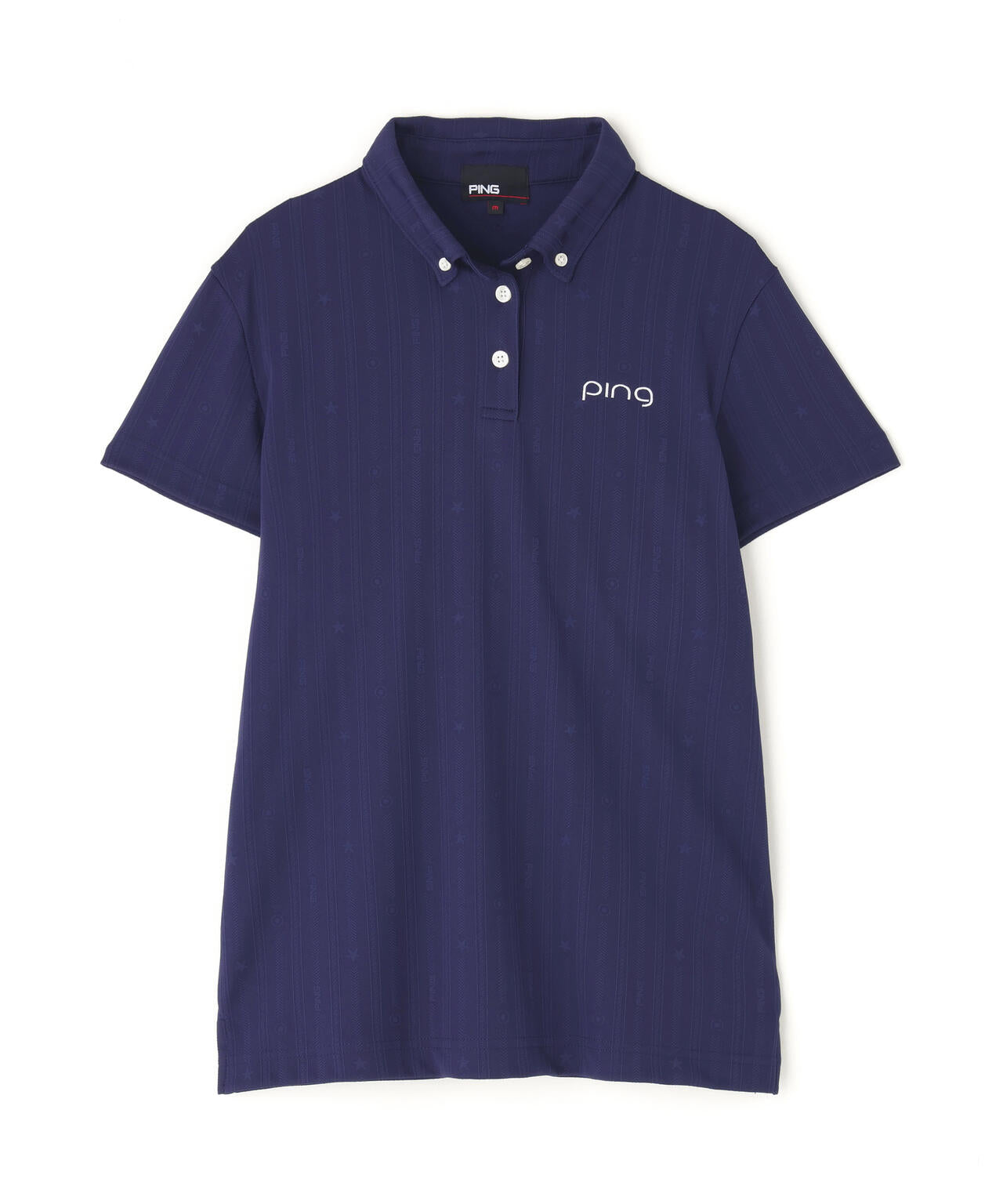 【PING APPAREL】凸凹ストライプジャガード半袖ボタンダウンシャツ <NATIVE> (LADIES)