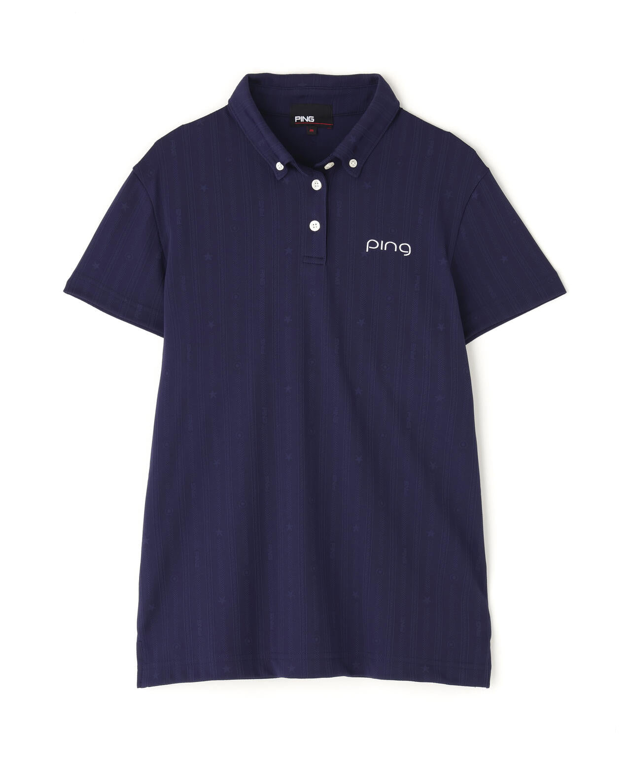 【PING APPAREL】凸凹ストライプジャガード半袖ボタンダウンシャツ <NATIVE> (LADIES)