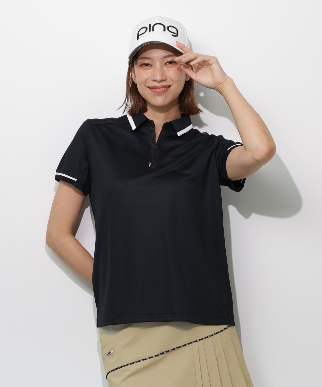 【PING APPAREL】サンベール×クールフローカノコ半袖ポロシャツ <GOLD> (LADIES)