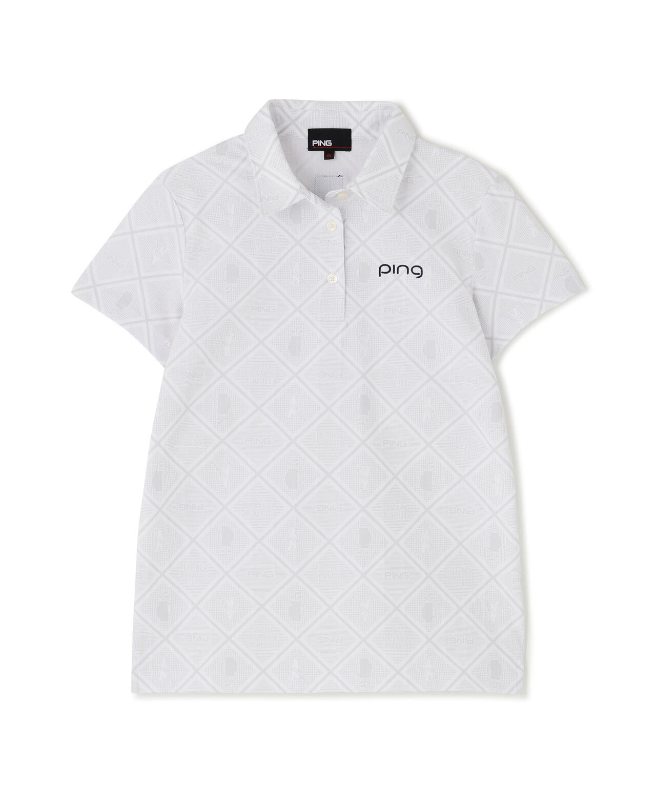 【PING APPAREL】バイアスチェックプリントEPIX変形ストレッチサッカー半袖ポロシャツ <NATIVE> (LADIES)