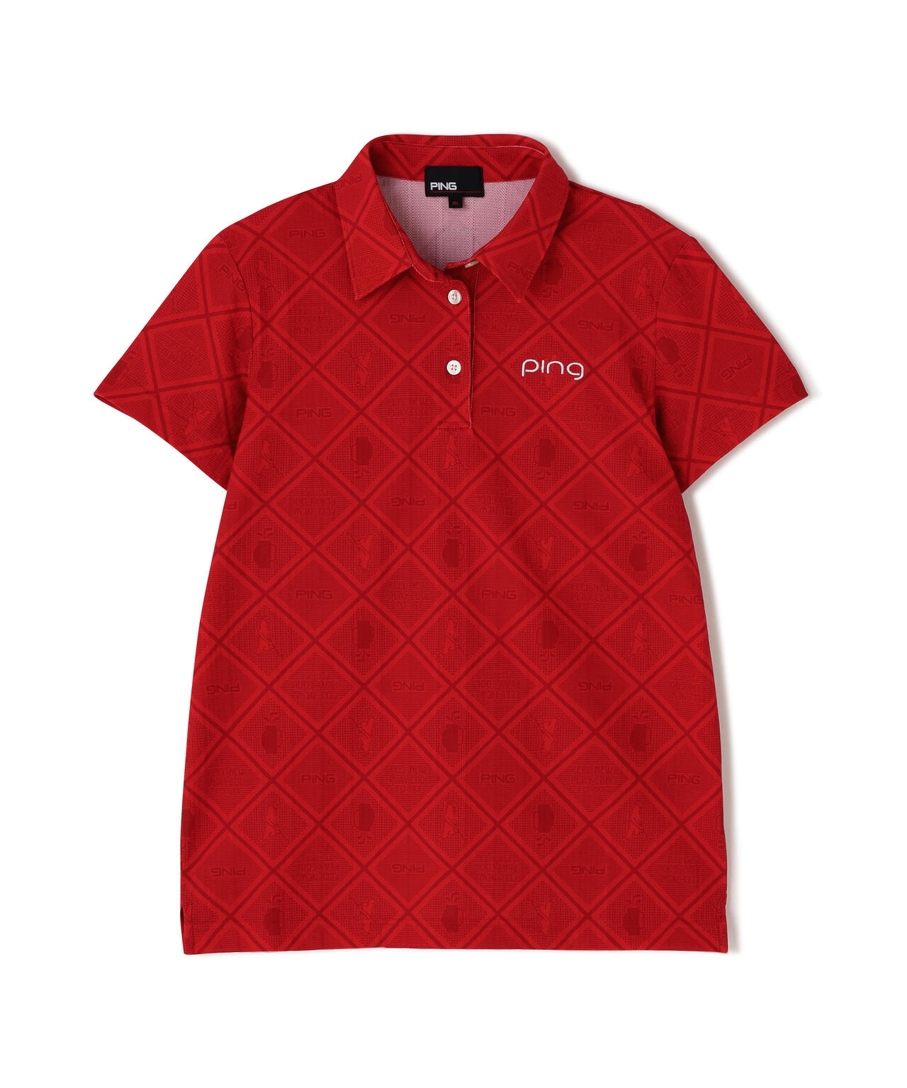 【PING APPAREL】バイアスチェックプリントEPIX変形ストレッチサッカー半袖ポロシャツ <NATIVE> (LADIES)