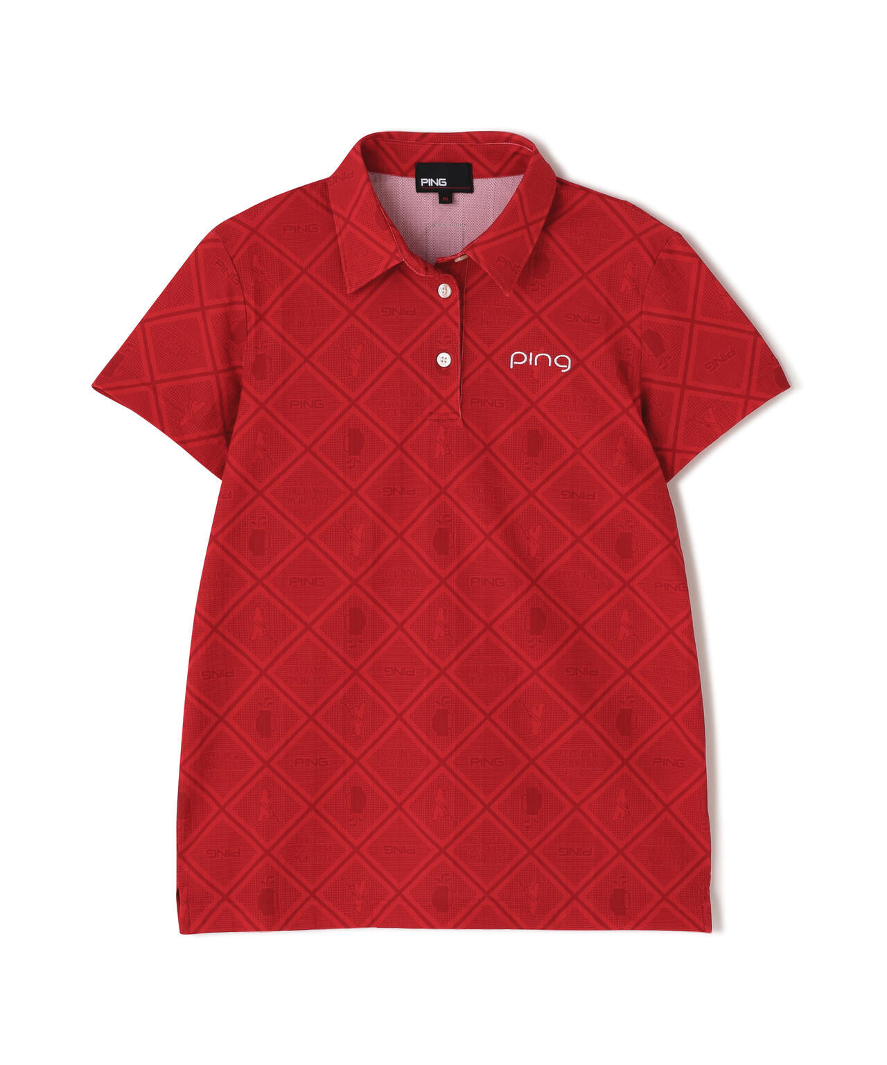 【PING APPAREL】バイアスチェックプリントEPIX変形ストレッチサッカー半袖ポロシャツ <NATIVE> (LADIES)