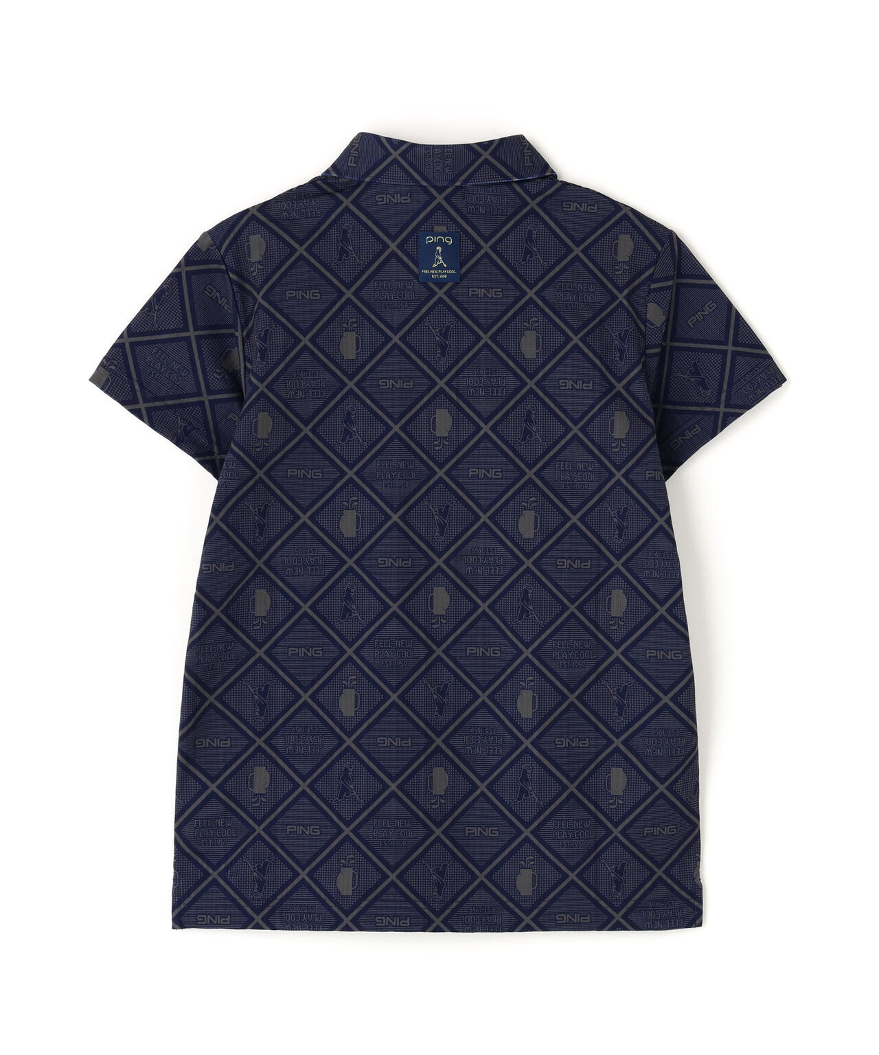 【PING APPAREL】バイアスチェックプリントEPIX変形ストレッチサッカー半袖ポロシャツ <NATIVE> (LADIES)