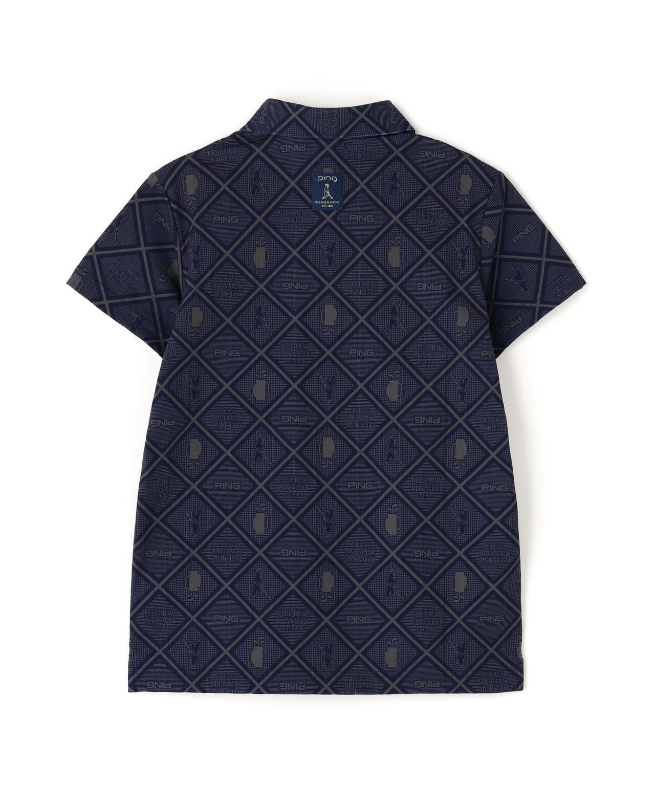 【PING APPAREL】バイアスチェックプリントEPIX変形ストレッチサッカー半袖ポロシャツ <NATIVE> (LADIES)