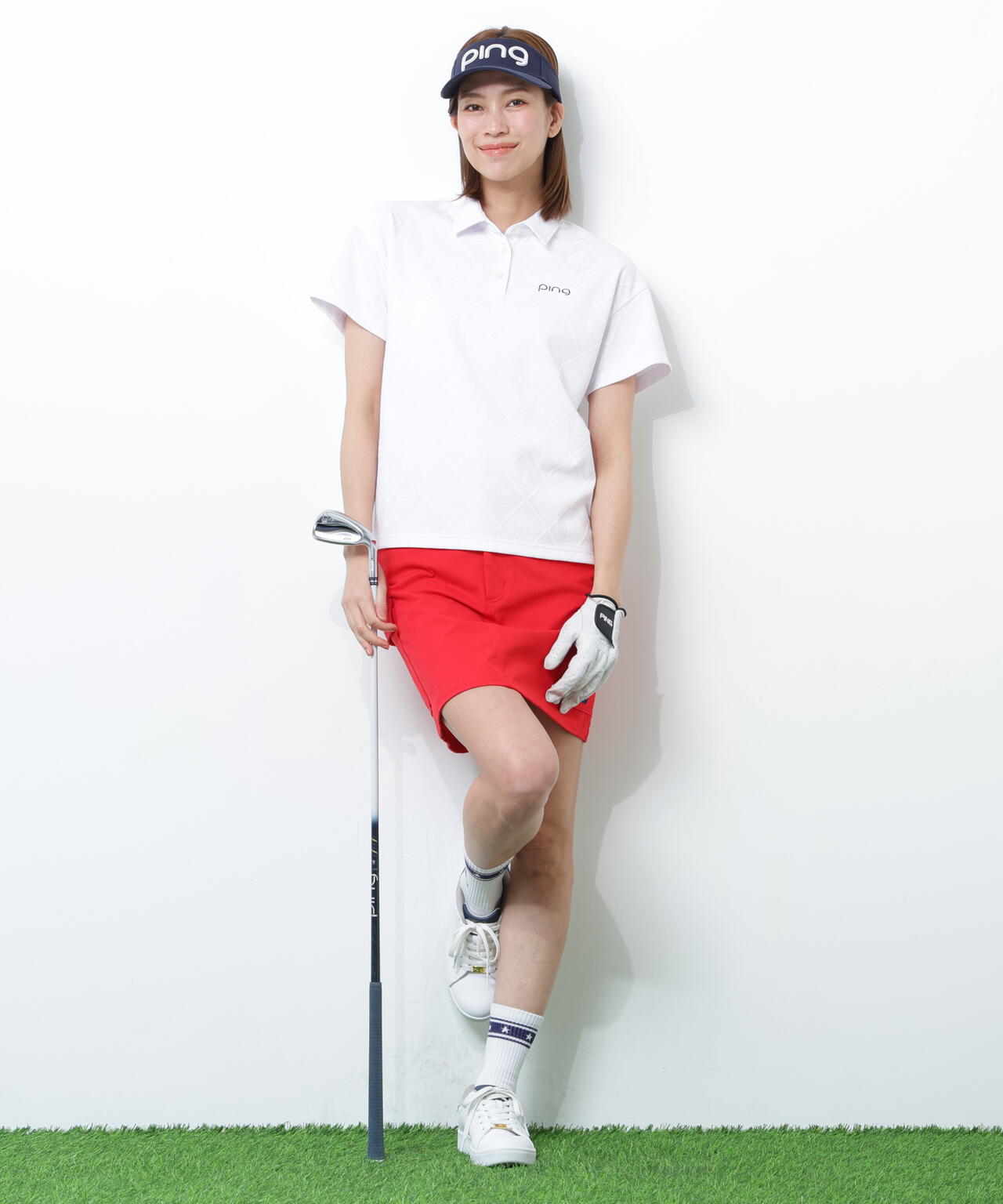 【PING APPAREL】全方向ストレッチMr.PINGジャガード半袖リラックスポロシャツ <NATIVE> (LADIES)
