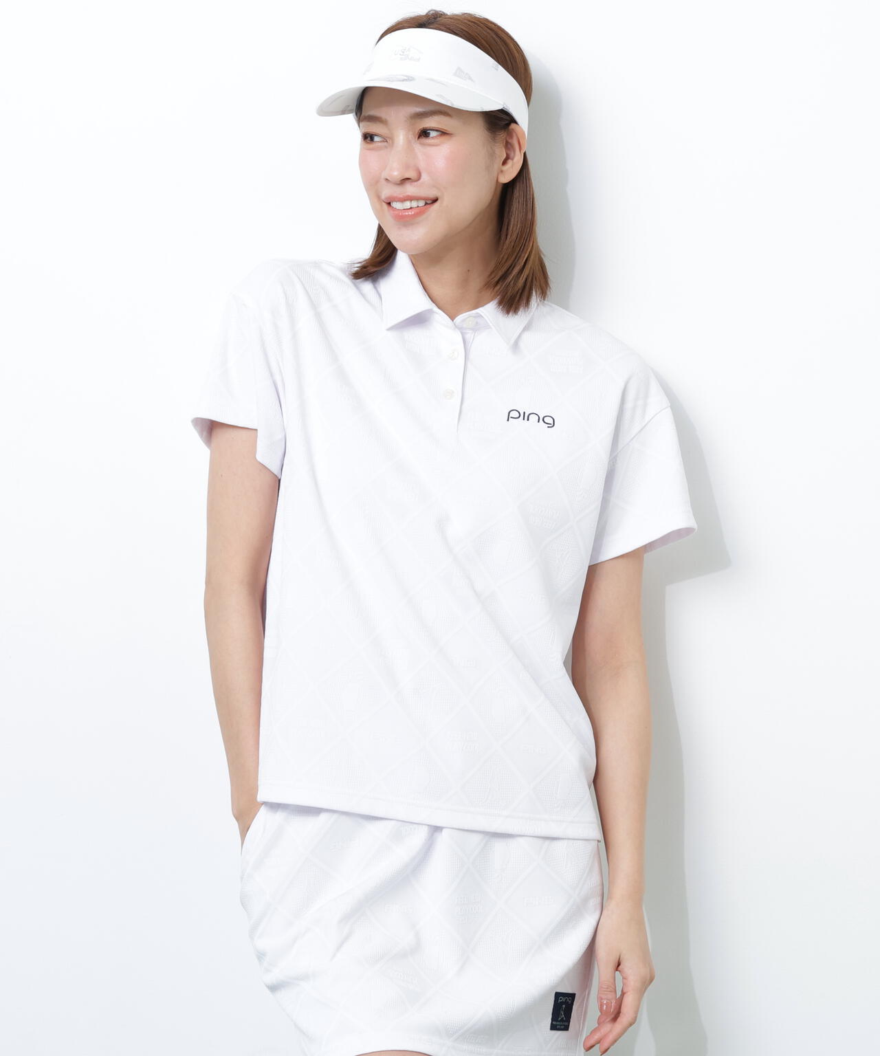 【PING APPAREL】全方向ストレッチMr.PINGジャガード半袖リラックスポロシャツ <NATIVE> (LADIES)