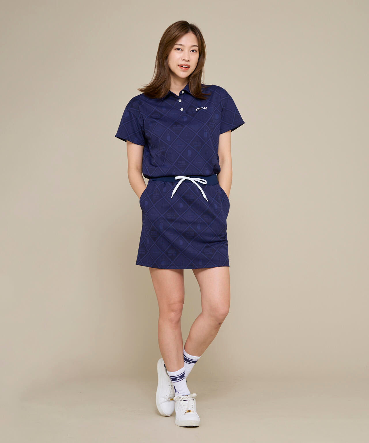 【PING APPAREL】全方向ストレッチMr.PINGジャガード半袖リラックスポロシャツ <NATIVE> (LADIES)