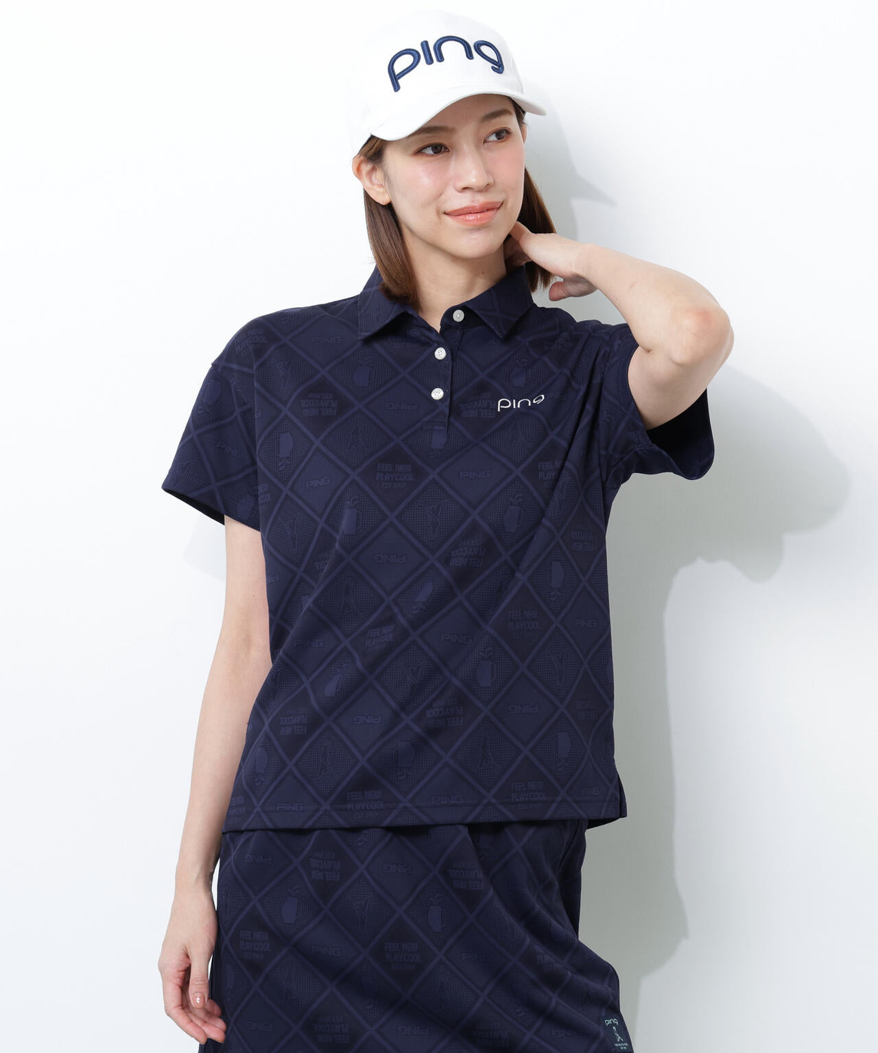 【PING APPAREL】全方向ストレッチMr.PINGジャガード半袖リラックスポロシャツ <NATIVE> (LADIES)