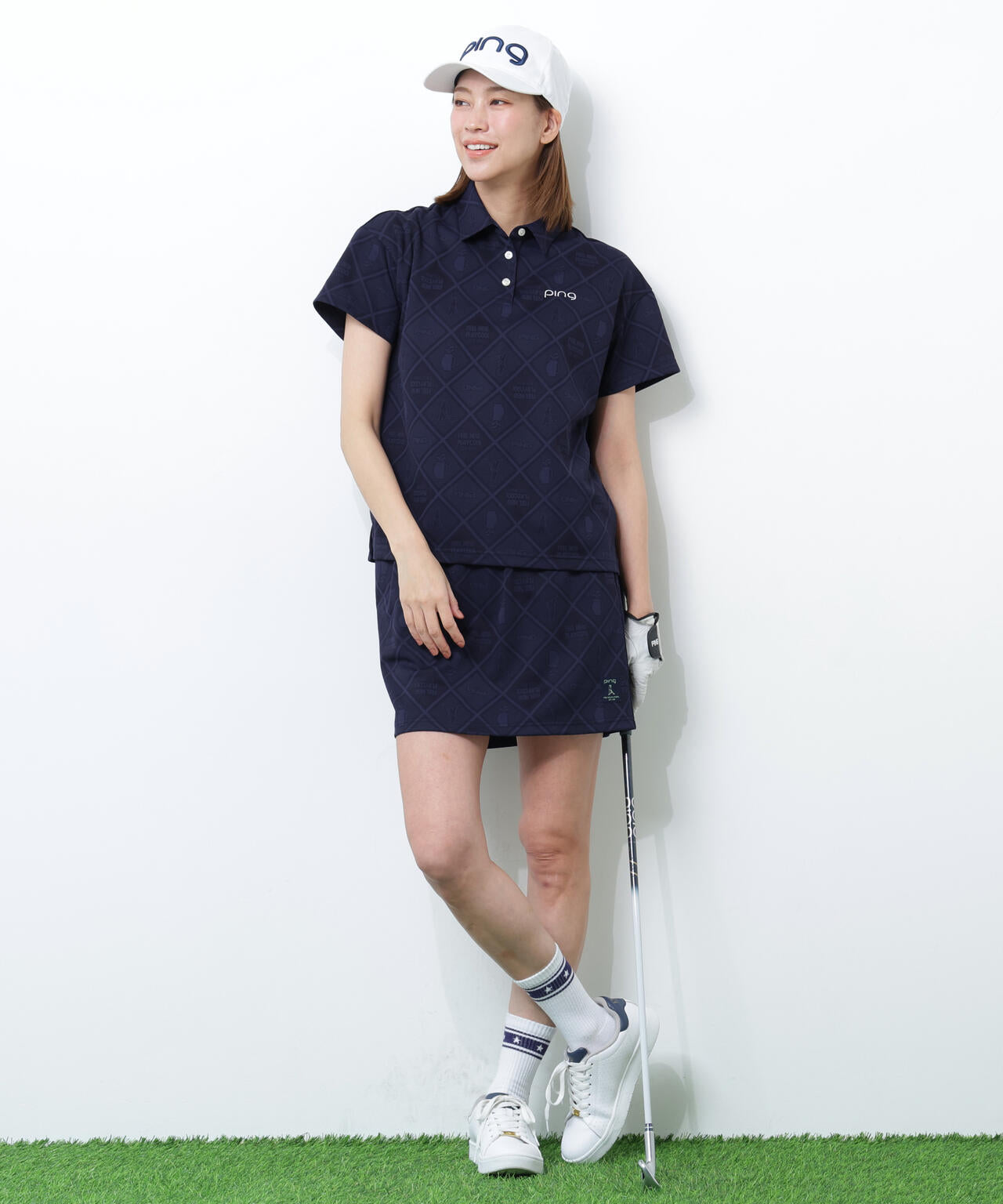 【PING APPAREL】全方向ストレッチMr.PINGジャガード半袖リラックスポロシャツ <NATIVE> (LADIES)