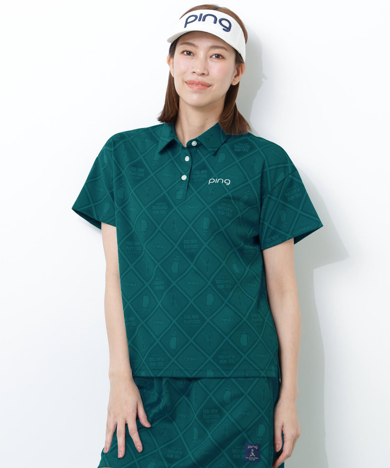 【PING APPAREL】全方向ストレッチMr.PINGジャガード半袖リラックスポロシャツ <NATIVE> (LADIES)
