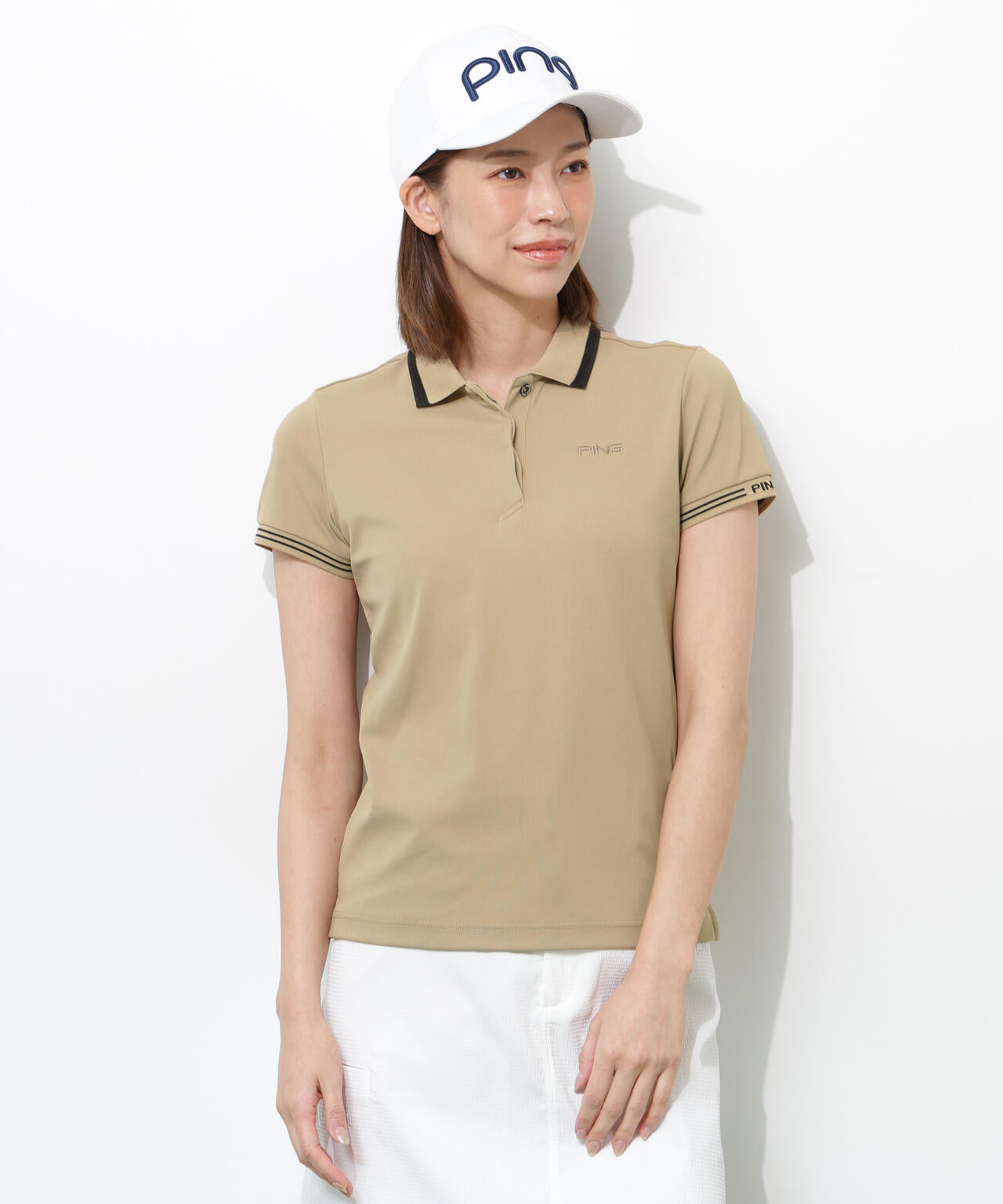 【PING APPAREL】【接触冷感・UVカット】スーパーシェルター06半袖ポロシャツ <GOLD> (LADIES)