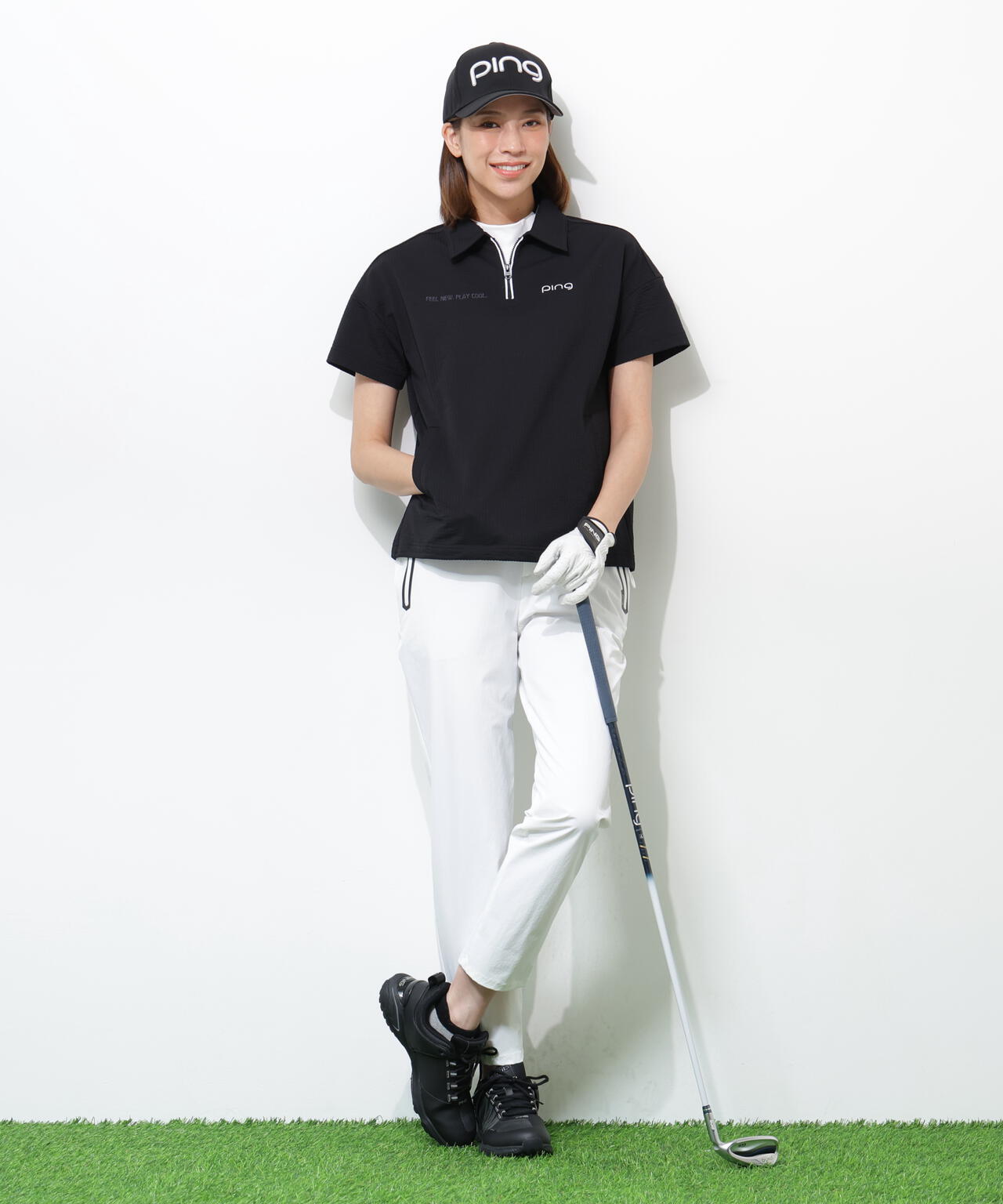【PING APPAREL】PEサッカー半袖ポロシャツ <GOLD> (LADIES)