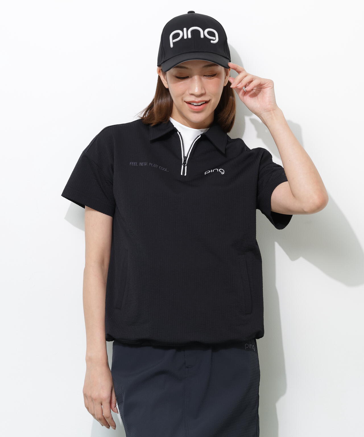 【PING APPAREL】PEサッカー半袖ポロシャツ <GOLD> (LADIES)