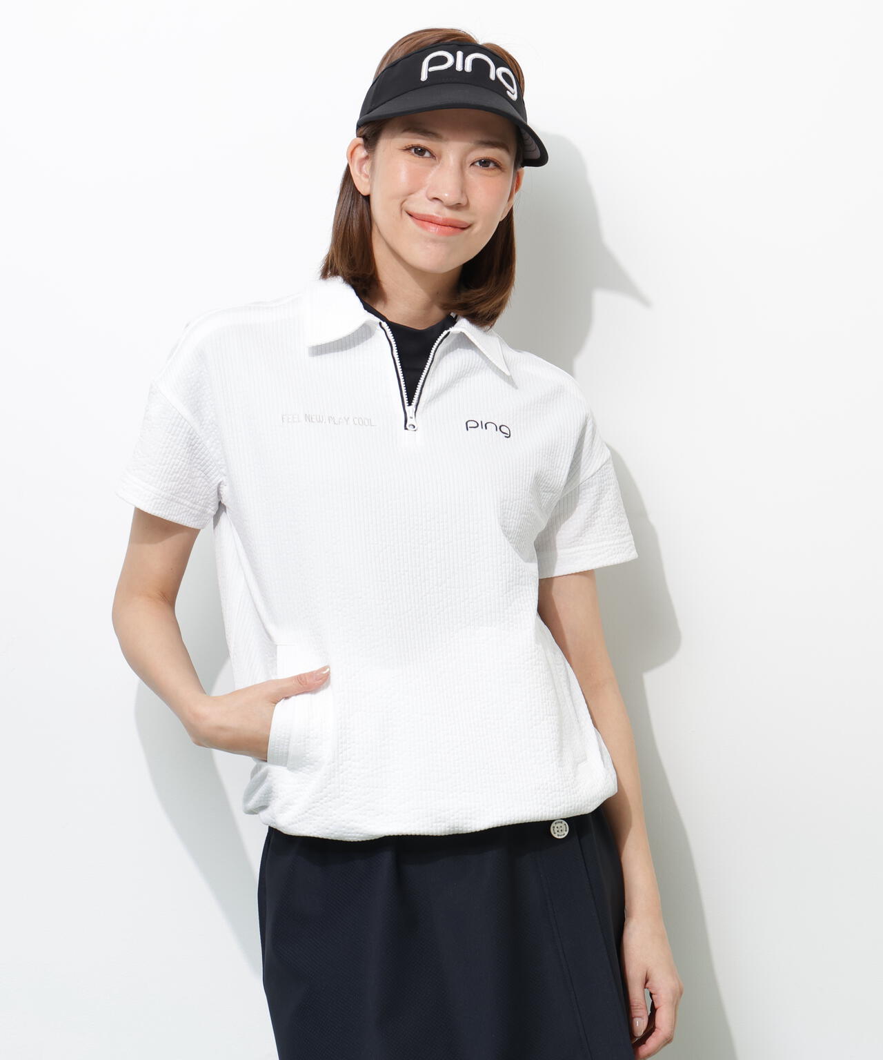 【PING APPAREL】PEサッカー半袖ポロシャツ <GOLD> (LADIES)