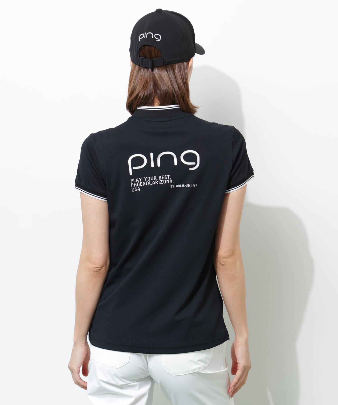 【PING APPAREL】スーパーシェルター06ラインリブ半袖カノコポロシャツ <PERFORMANCE> (LADIES)