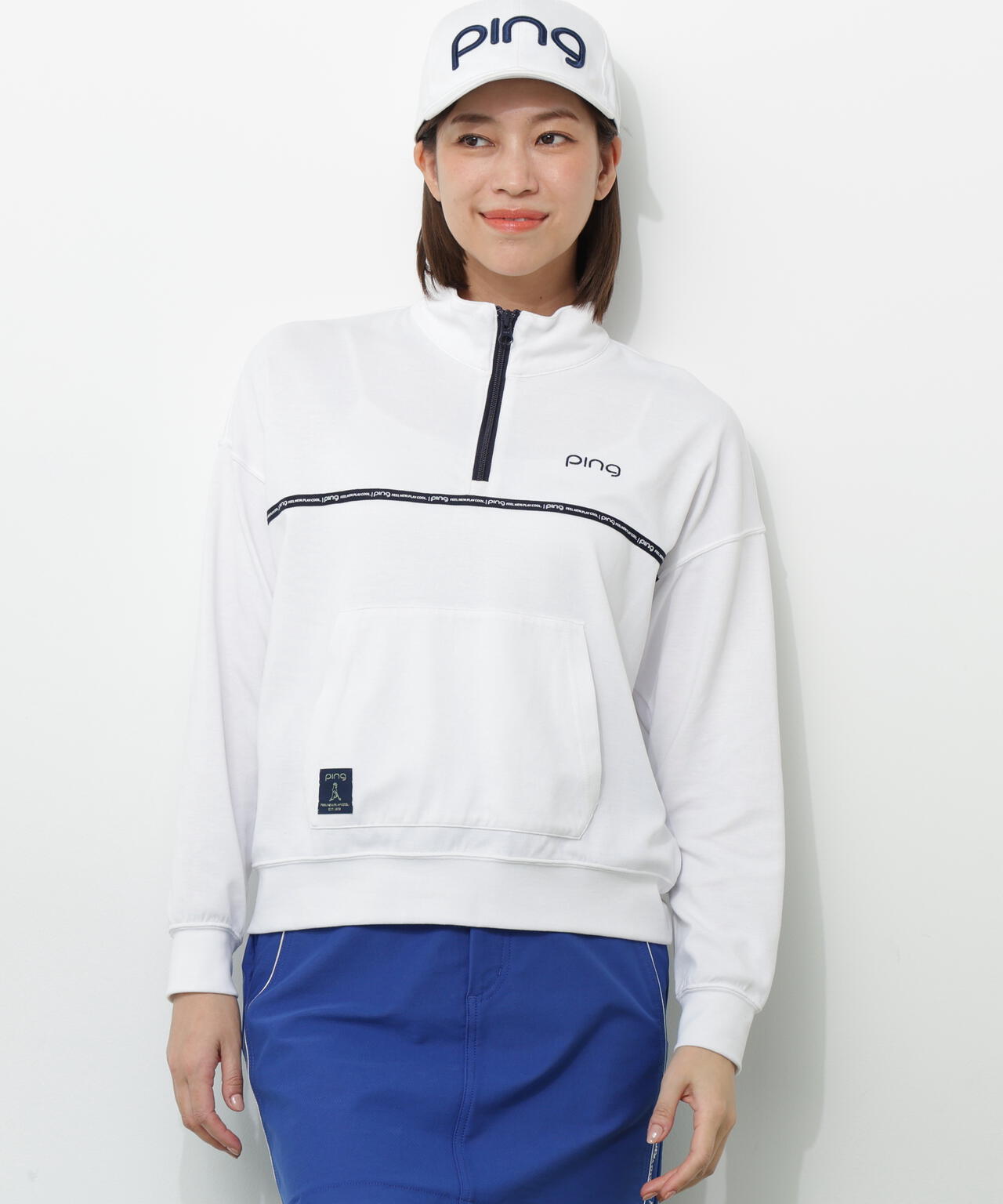 【PING APPAREL】全方向ストレッチダブルフェイスドライミックスアイストーンハーフジップカットソー<NATIVE> (LADIES)