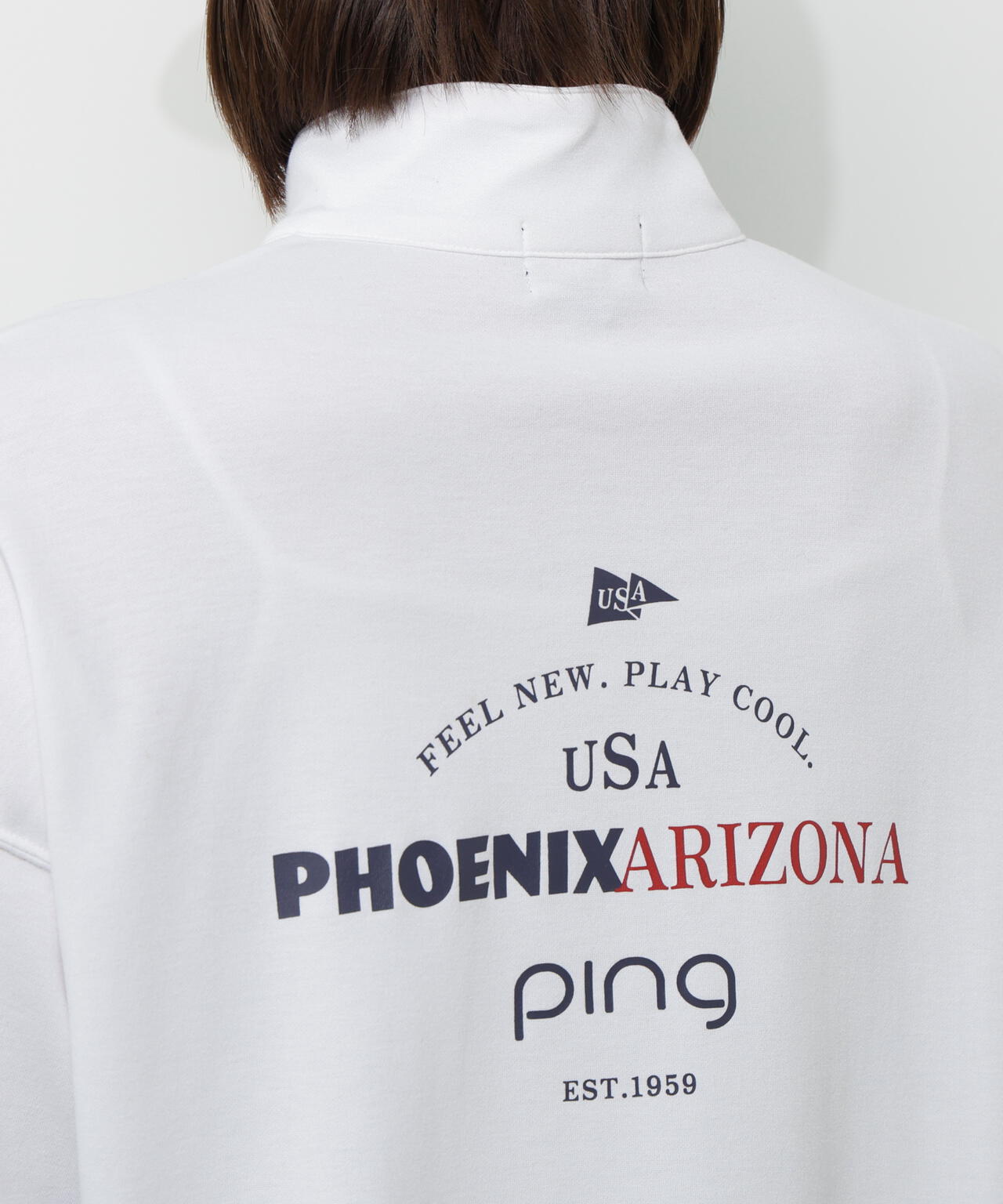 【PING APPAREL】全方向ストレッチダブルフェイスドライミックスアイストーンハーフジップカットソー<NATIVE> (LADIES)