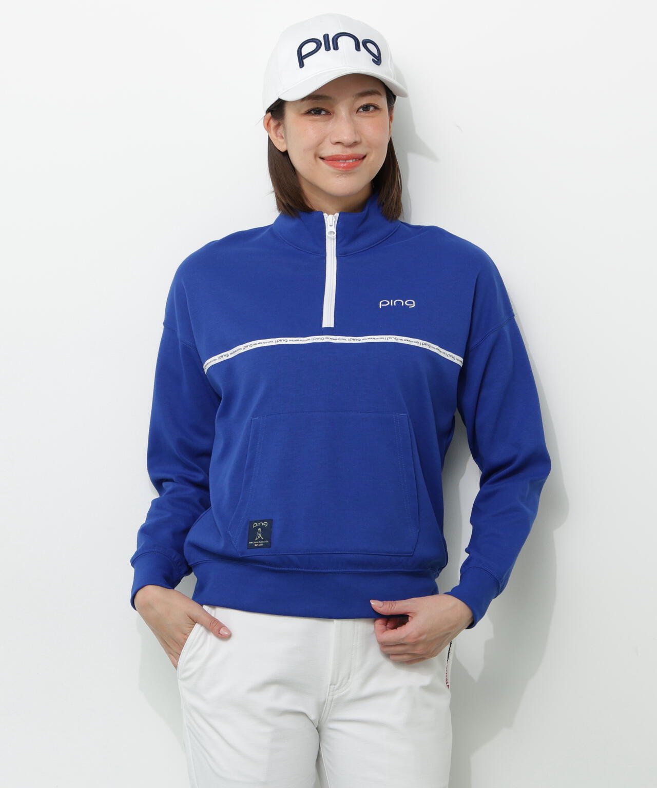【PING APPAREL】全方向ストレッチダブルフェイスドライミックスアイストーンハーフジップカットソー<NATIVE> (LADIES)