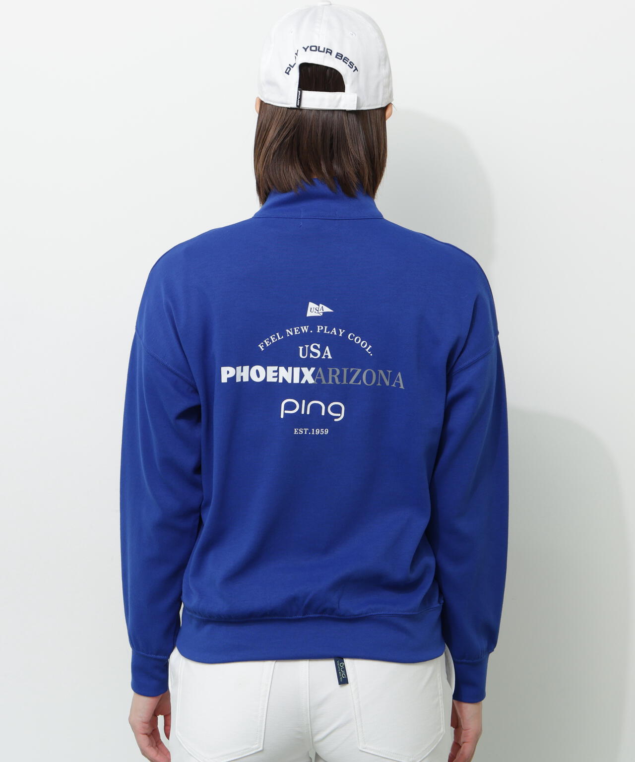 【PING APPAREL】全方向ストレッチダブルフェイスドライミックスアイストーンハーフジップカットソー<NATIVE> (LADIES)