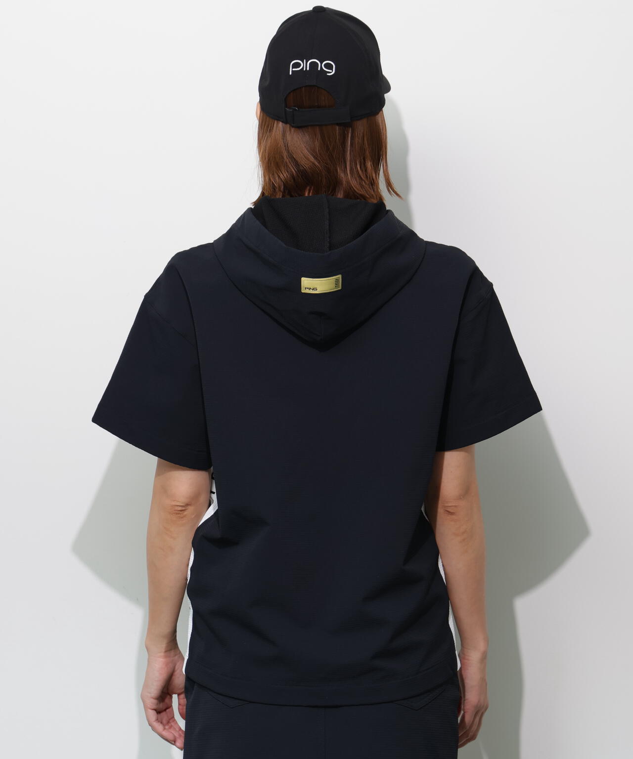 【PING APPAREL】遮熱変形カノコ半袖フーディプルオーバー <GOLD> (LADIES)