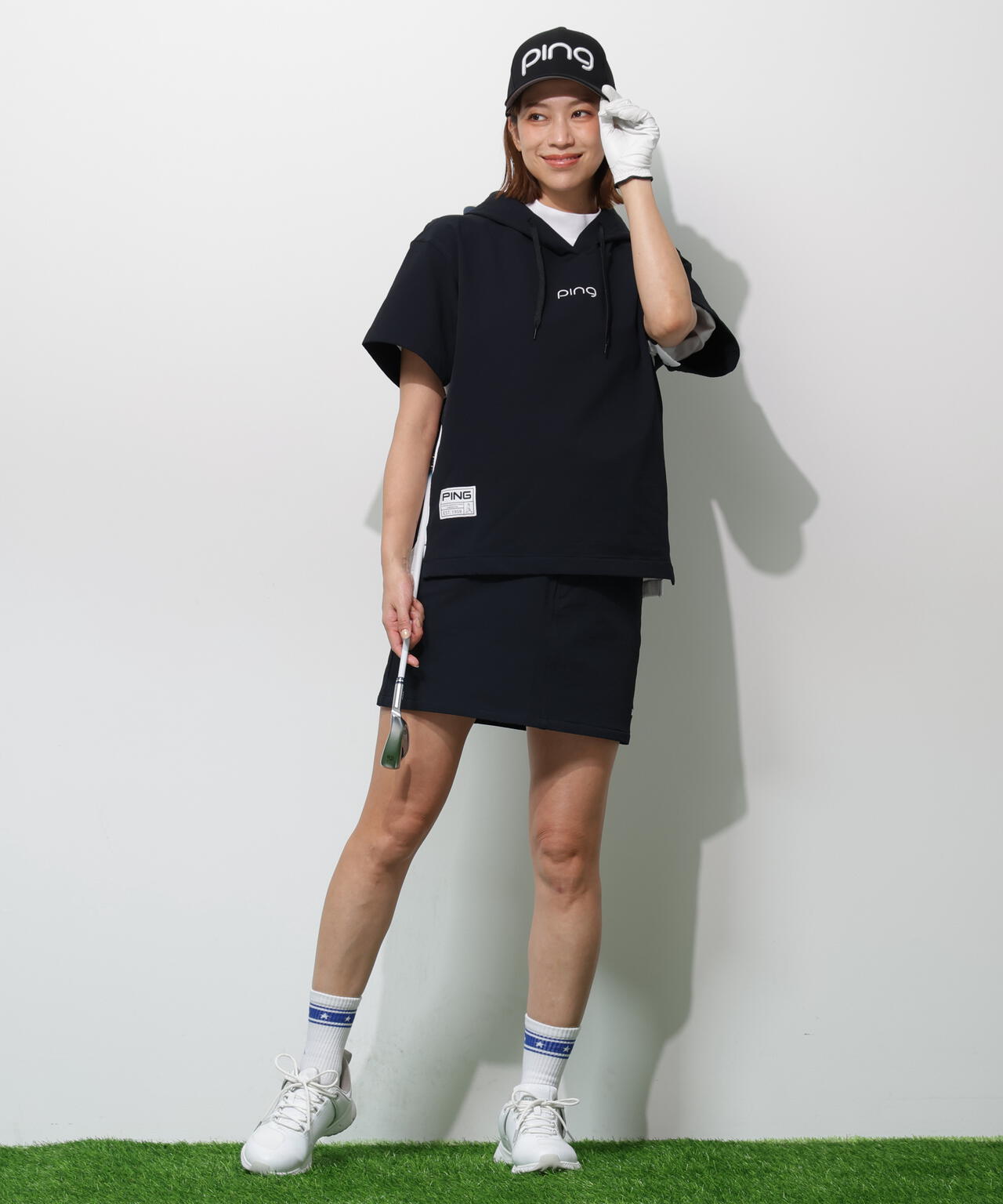 【PING APPAREL】遮熱変形カノコ半袖フーディプルオーバー <GOLD> (LADIES)