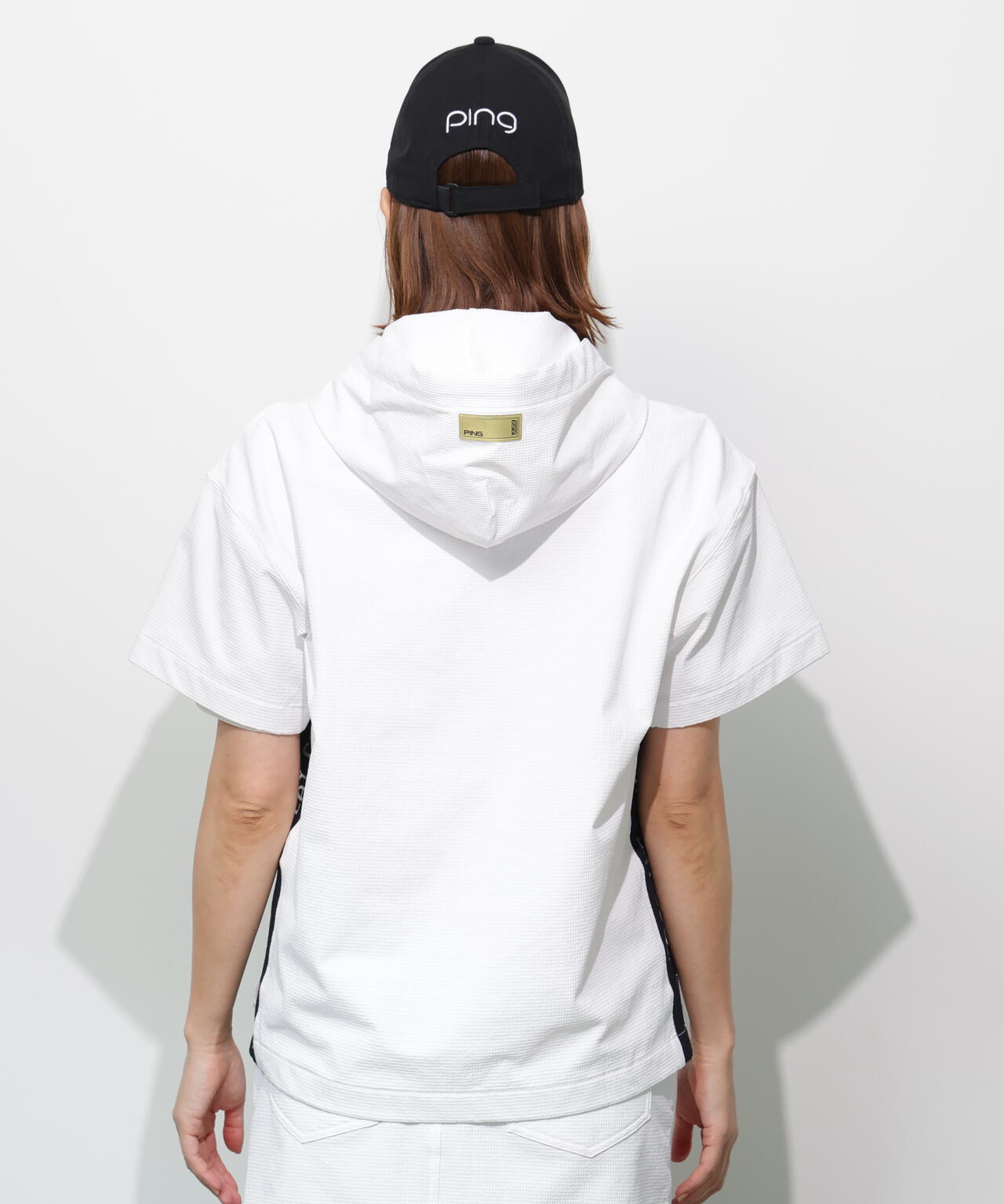 【PING APPAREL】遮熱変形カノコ半袖フーディプルオーバー <GOLD> (LADIES)