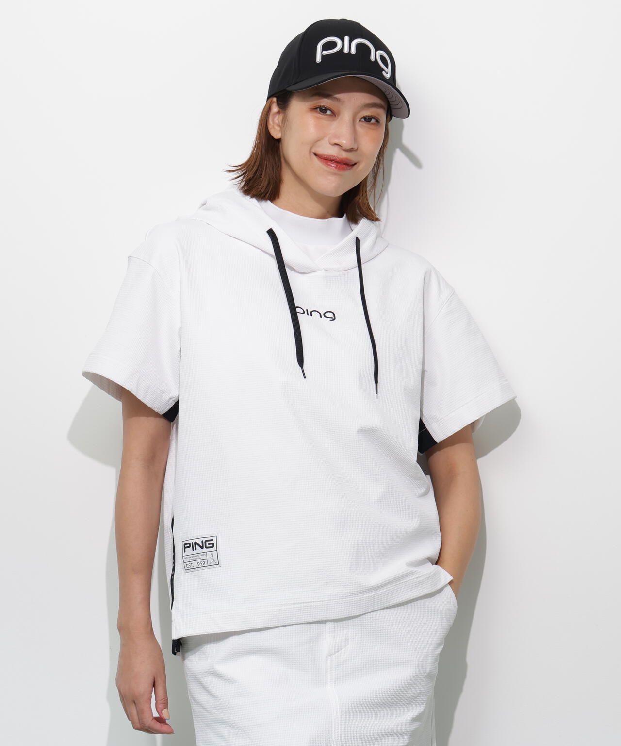 【PING APPAREL】遮熱変形カノコ半袖フーディプルオーバー <GOLD> (LADIES)