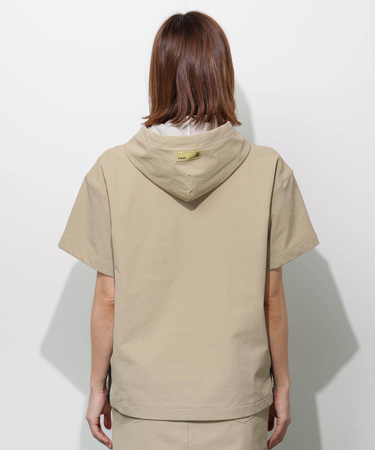 【PING APPAREL】遮熱変形カノコ半袖フーディプルオーバー <GOLD> (LADIES)