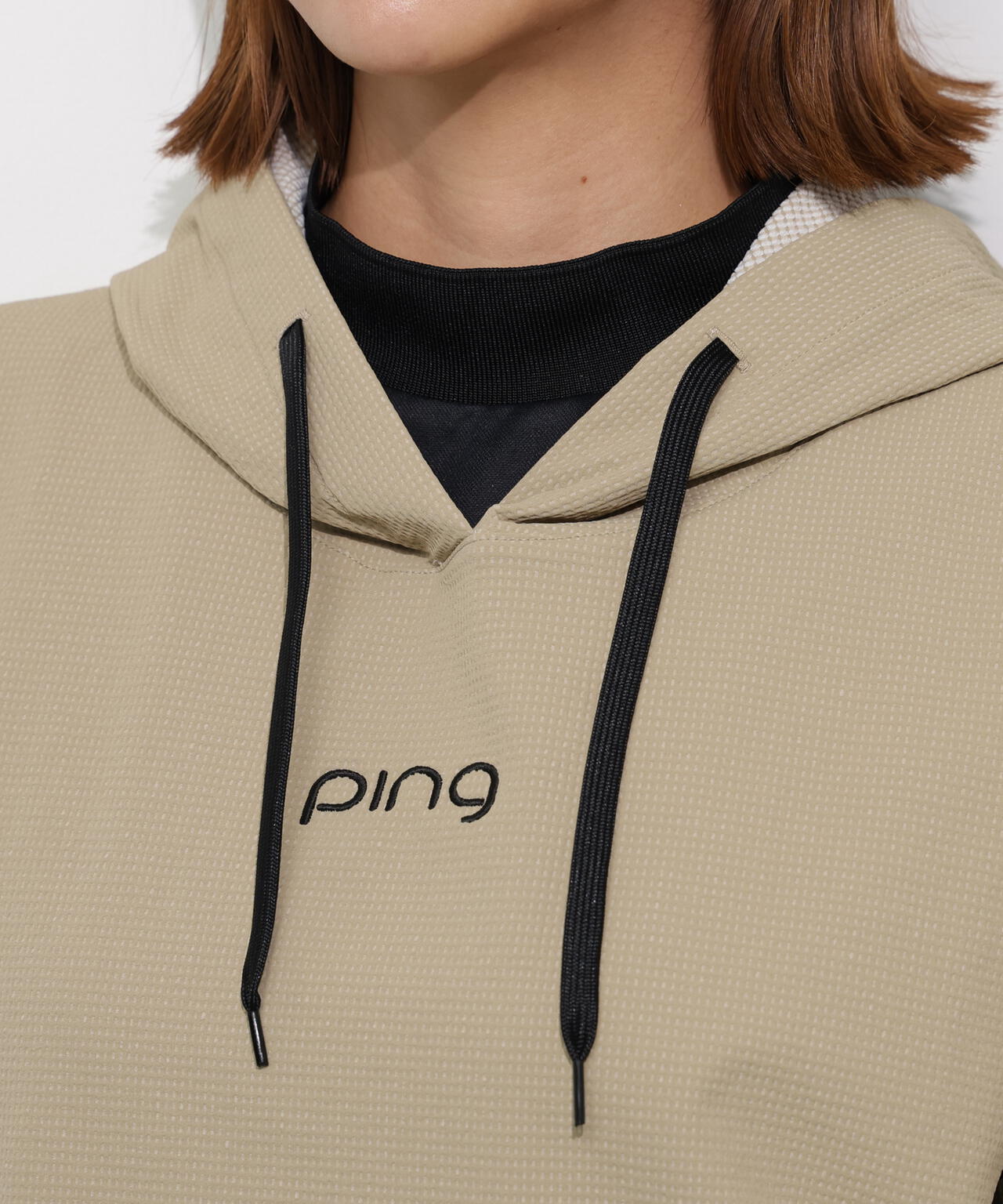 【PING APPAREL】遮熱変形カノコ半袖フーディプルオーバー <GOLD> (LADIES)