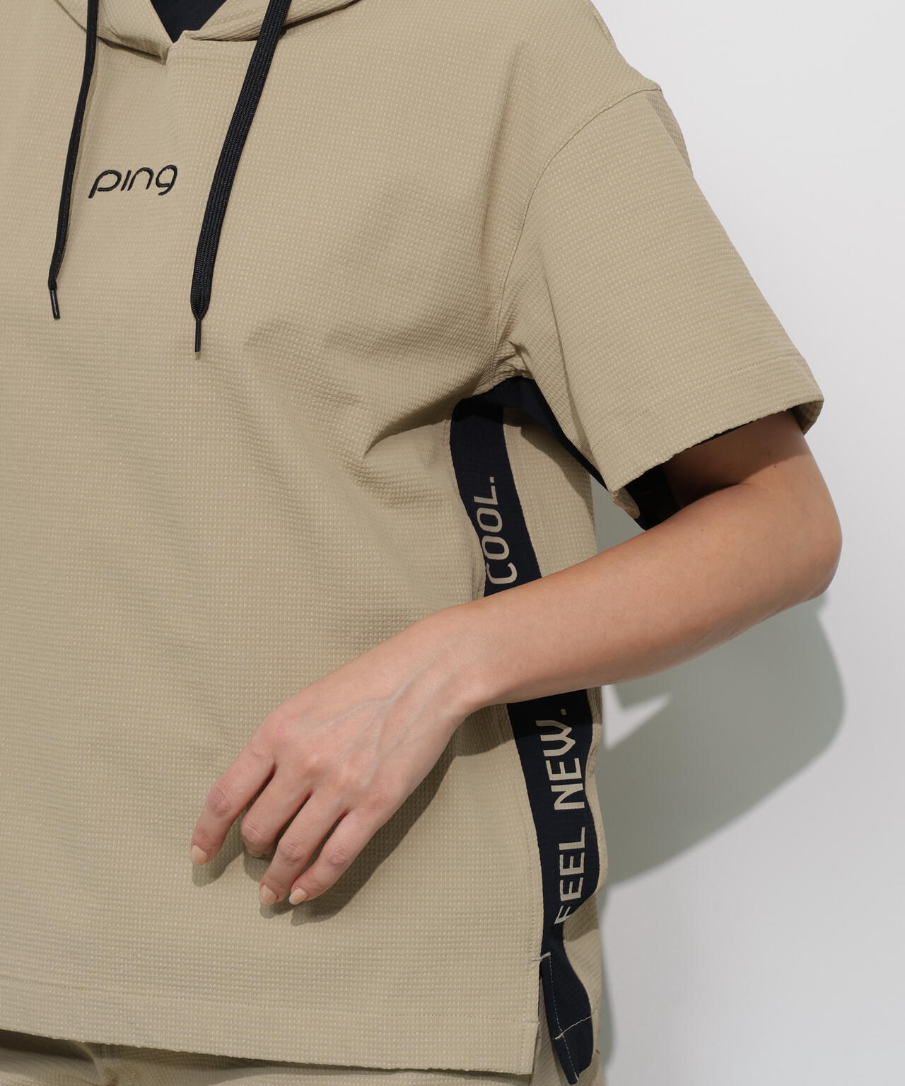 【PING APPAREL】遮熱変形カノコ半袖フーディプルオーバー <GOLD> (LADIES)