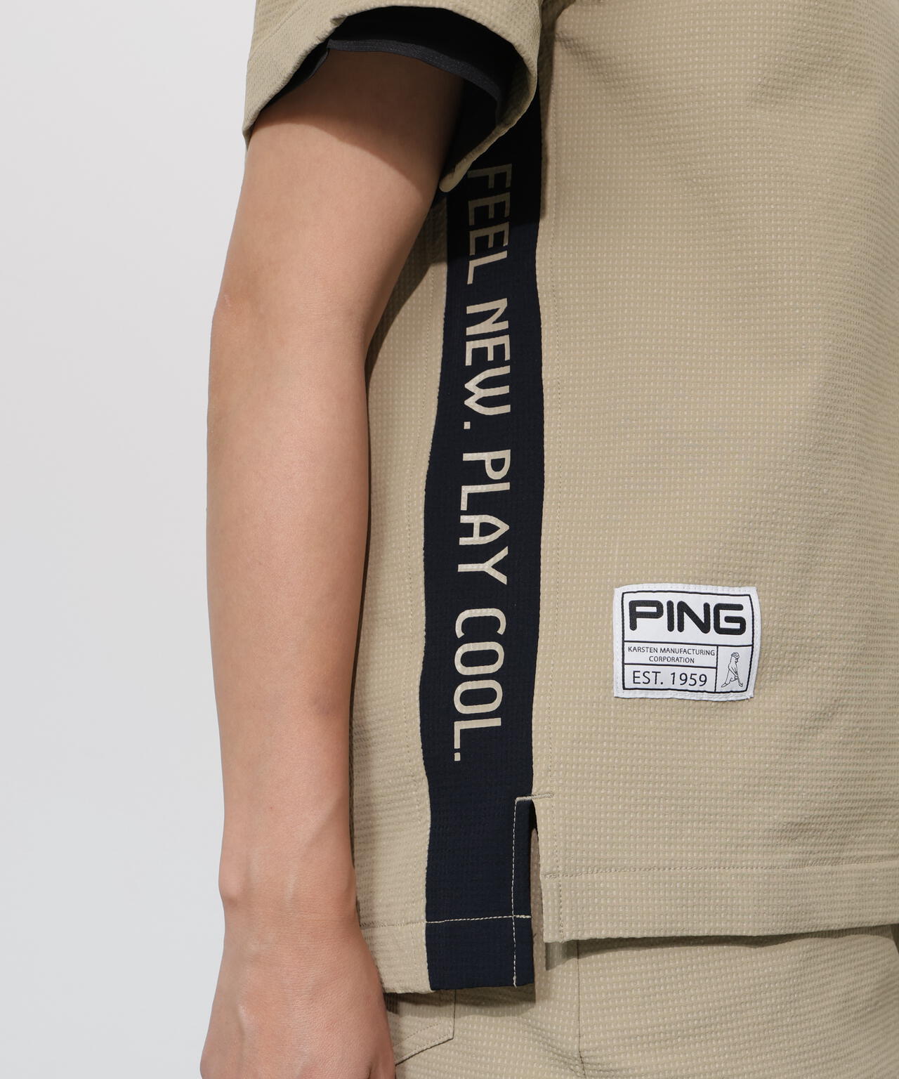 【PING APPAREL】遮熱変形カノコ半袖フーディプルオーバー <GOLD> (LADIES)