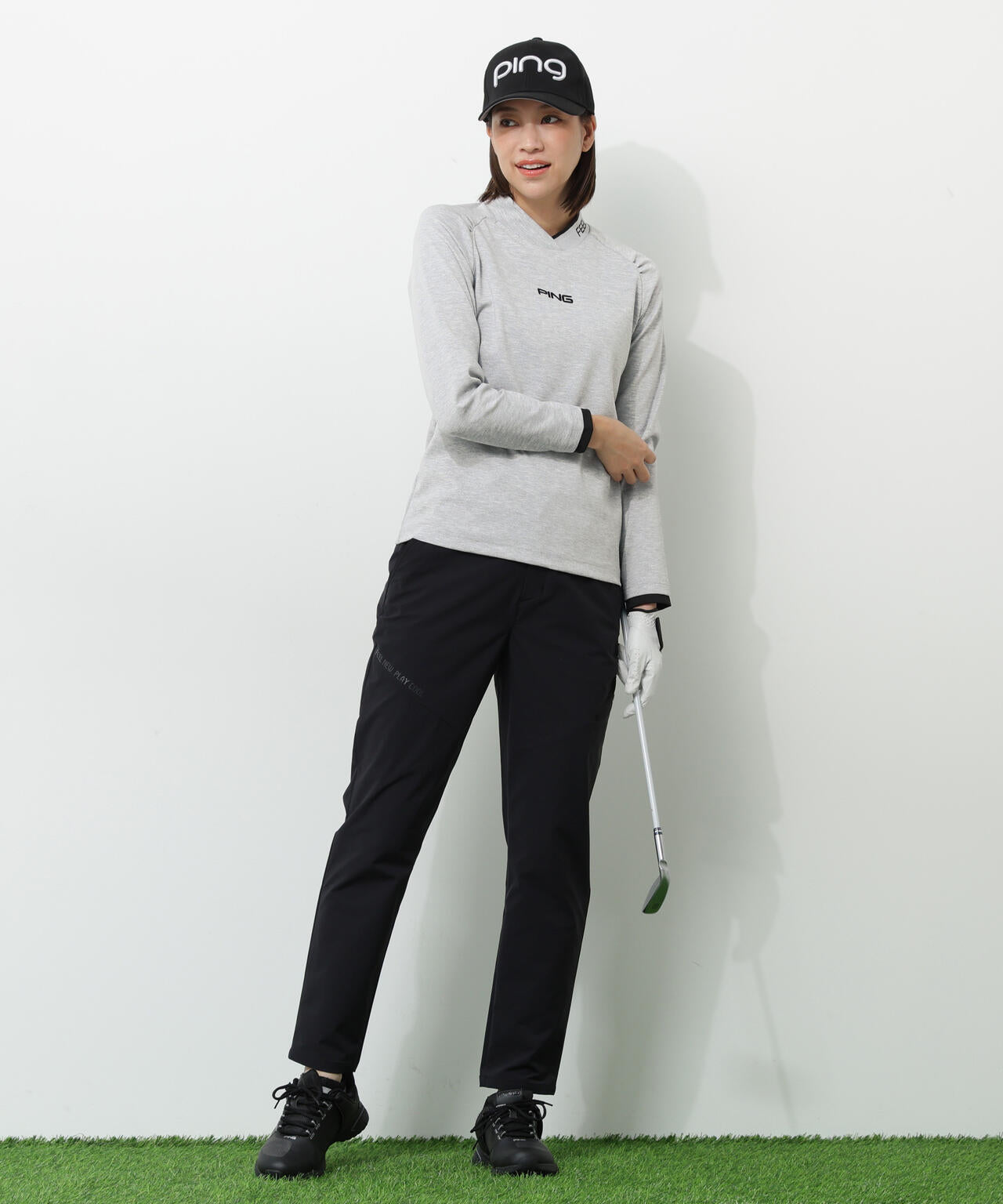 【PING APPAREL】冷感ポンチハイネックシャツ <GOLD> (LADIES)