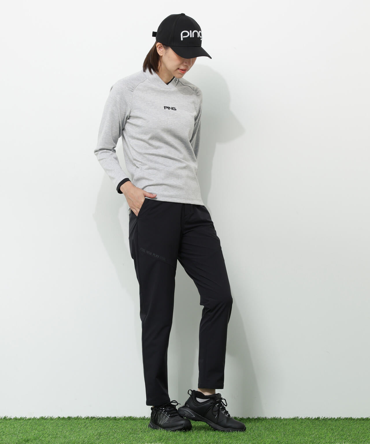 【PING APPAREL】冷感ポンチハイネックシャツ <GOLD> (LADIES)