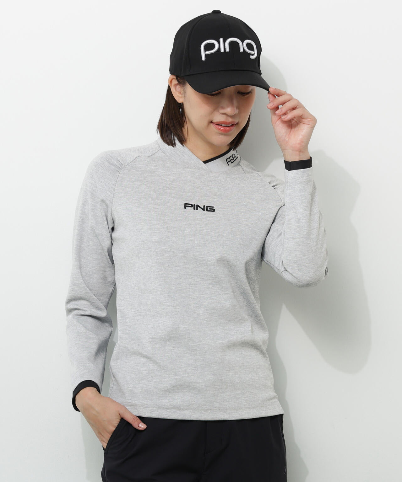 【PING APPAREL】冷感ポンチハイネックシャツ <GOLD> (LADIES)