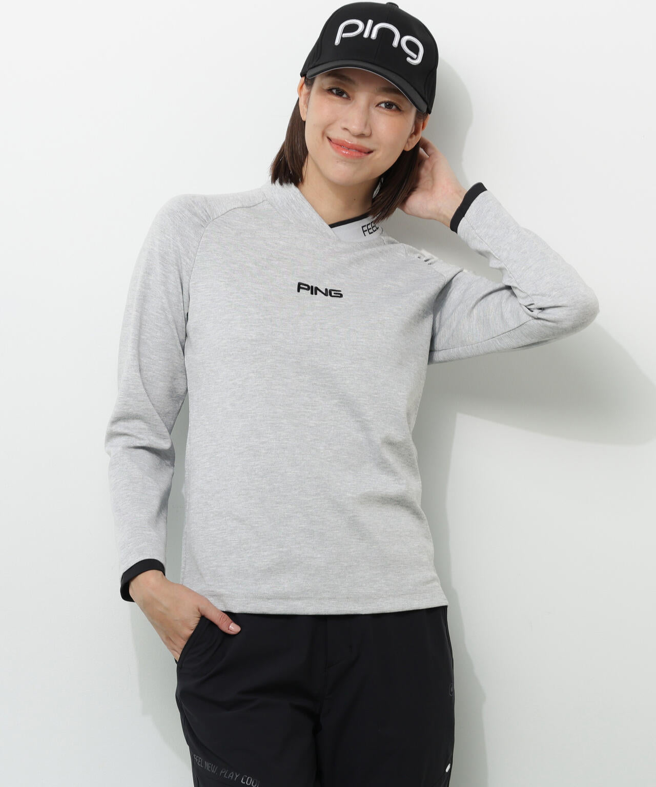 【PING APPAREL】冷感ポンチハイネックシャツ <GOLD> (LADIES)