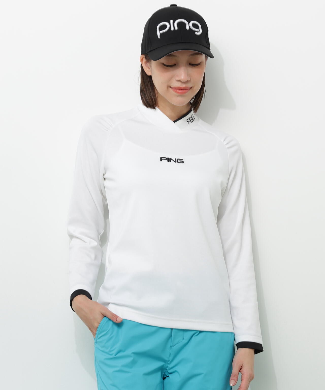 【PING APPAREL】冷感ポンチハイネックシャツ <GOLD> (LADIES)