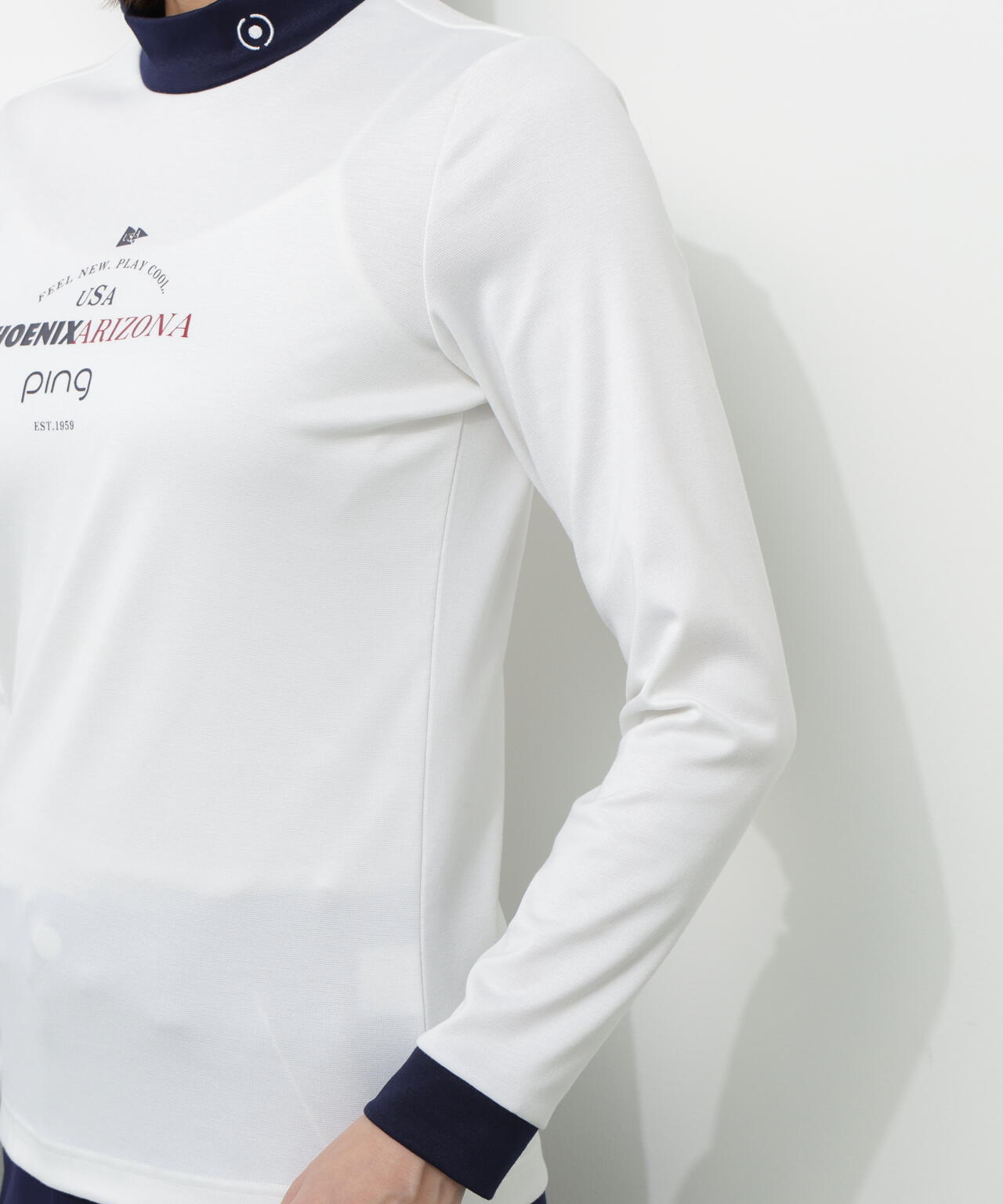 【PING APPAREL】冷感ポンチバイカラーハイネックシャツ <NATIVE> (LADIES)
