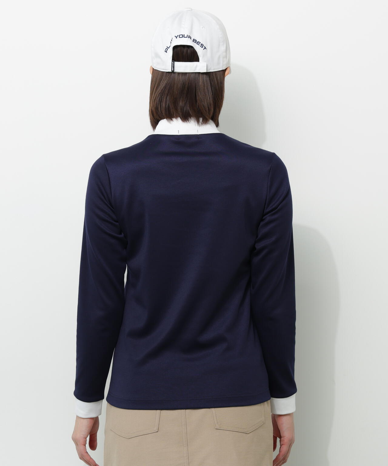 【PING APPAREL】冷感ポンチバイカラーハイネックシャツ <NATIVE> (LADIES)