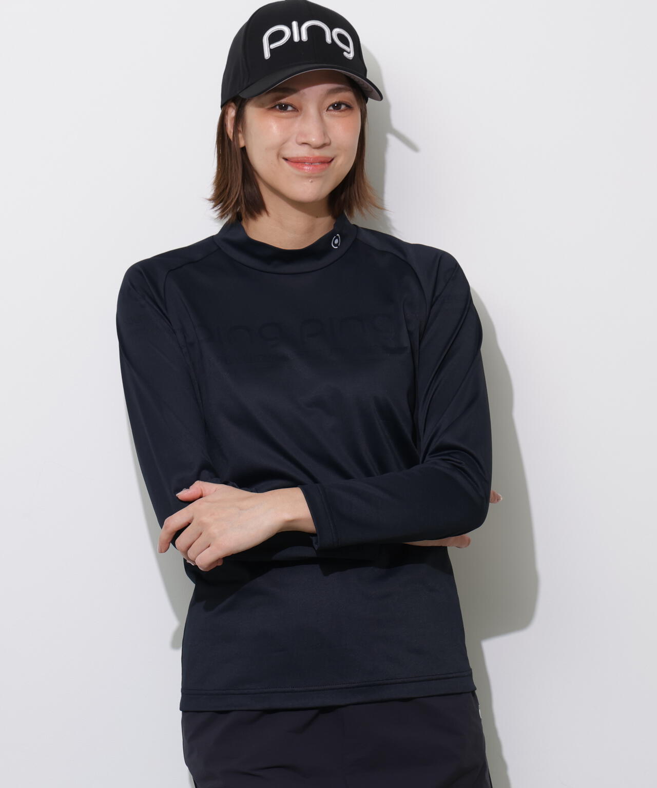 【PING APPAREL】ロゴジャカード長袖ハイネックシャツ <PERFORMANCE> (LADIES)
