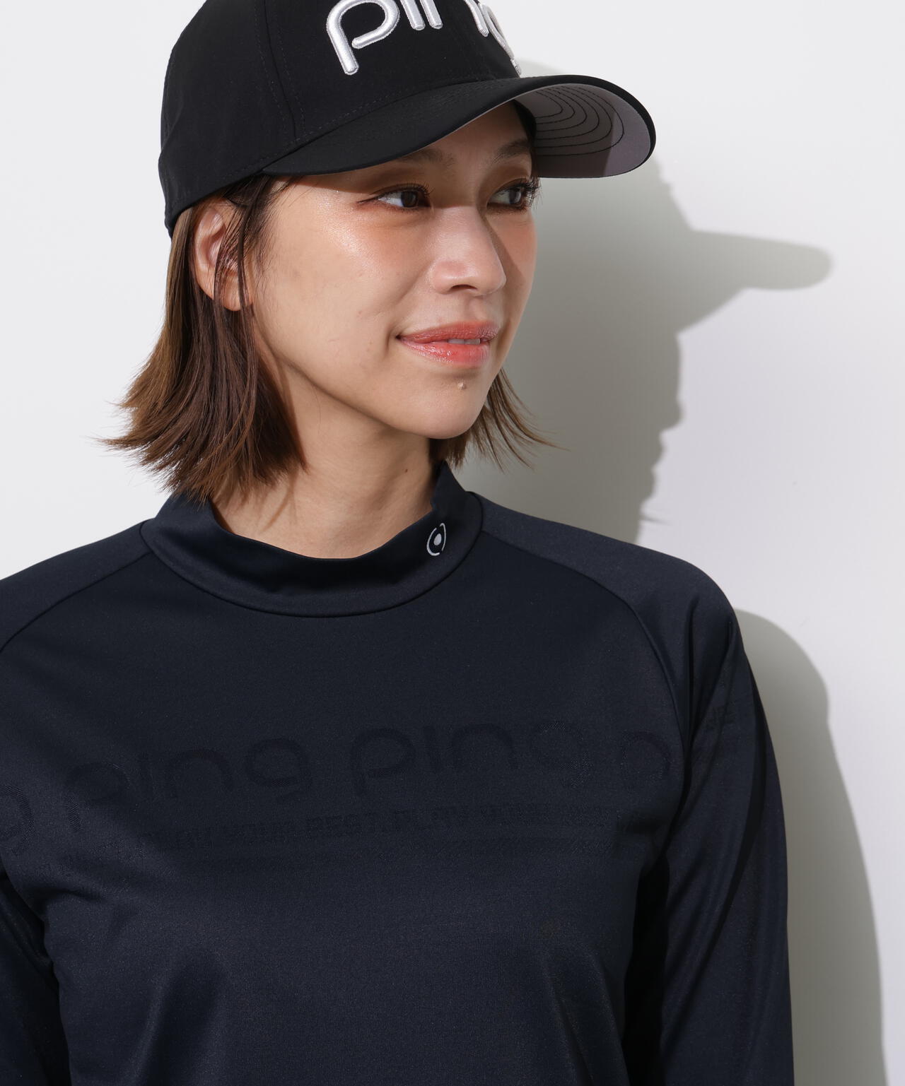 【PING APPAREL】ロゴジャカード長袖ハイネックシャツ <PERFORMANCE> (LADIES)