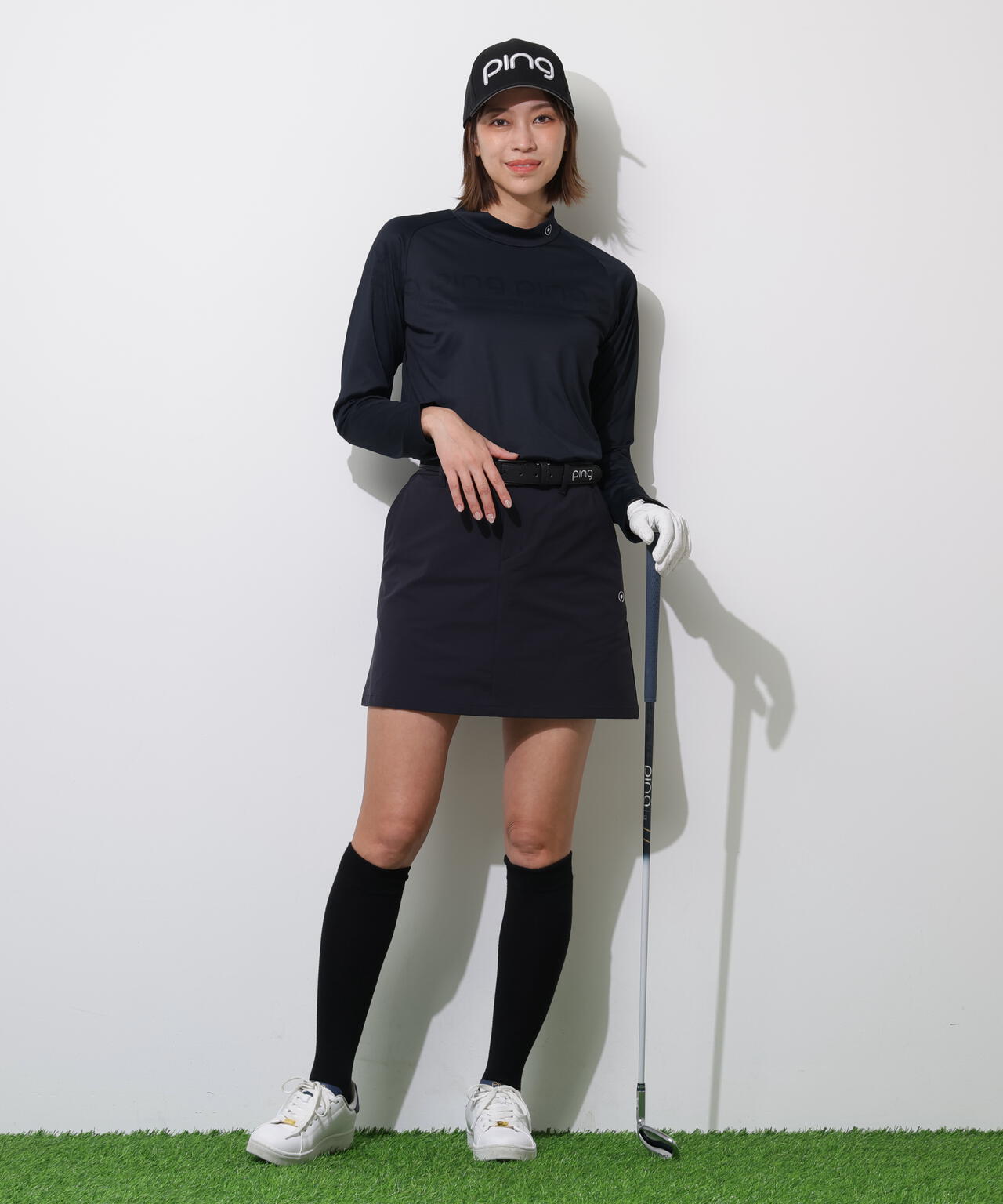 【PING APPAREL】ロゴジャカード長袖ハイネックシャツ <PERFORMANCE> (LADIES)