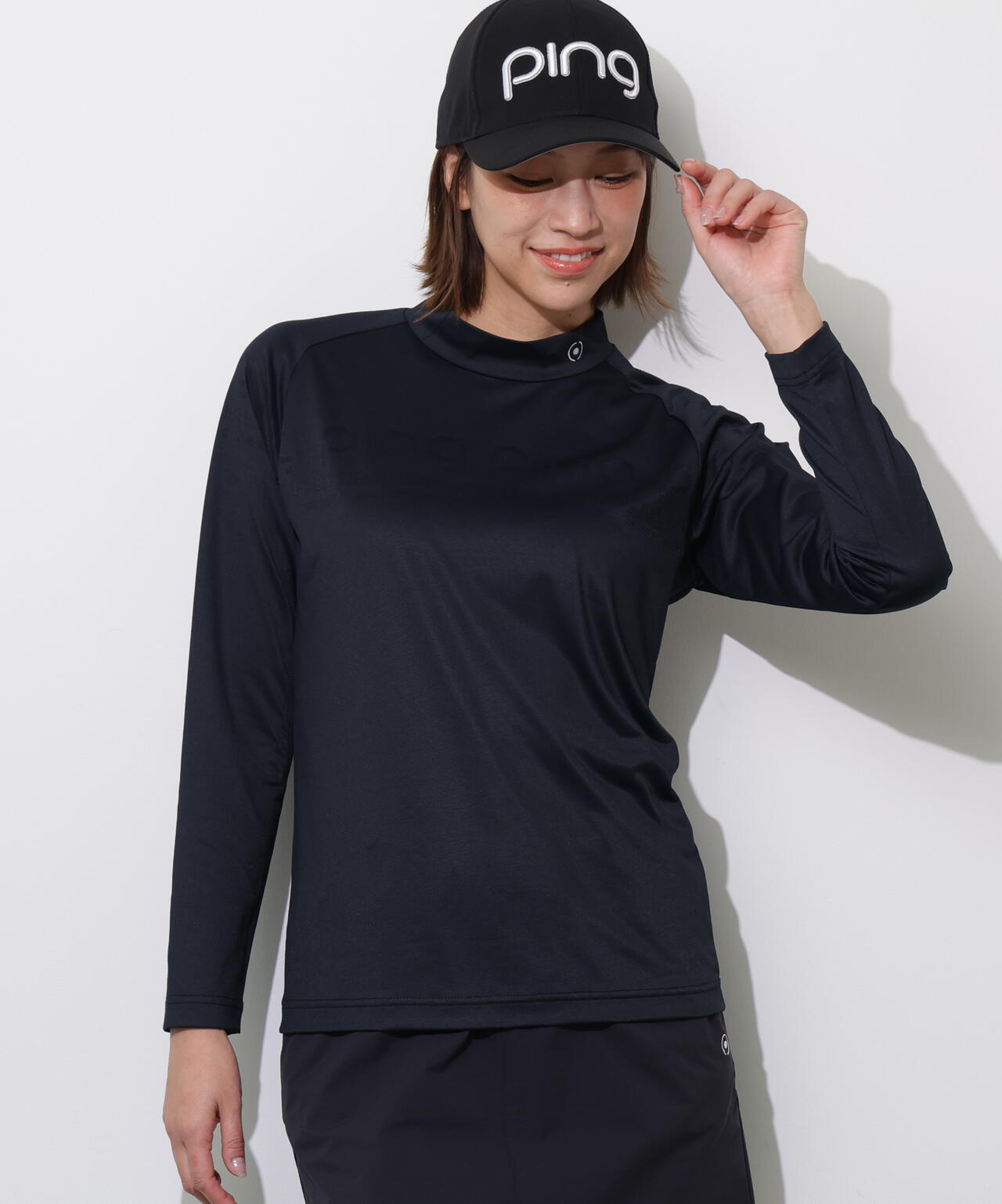 【PING APPAREL】ロゴジャカード長袖ハイネックシャツ <PERFORMANCE> (LADIES)