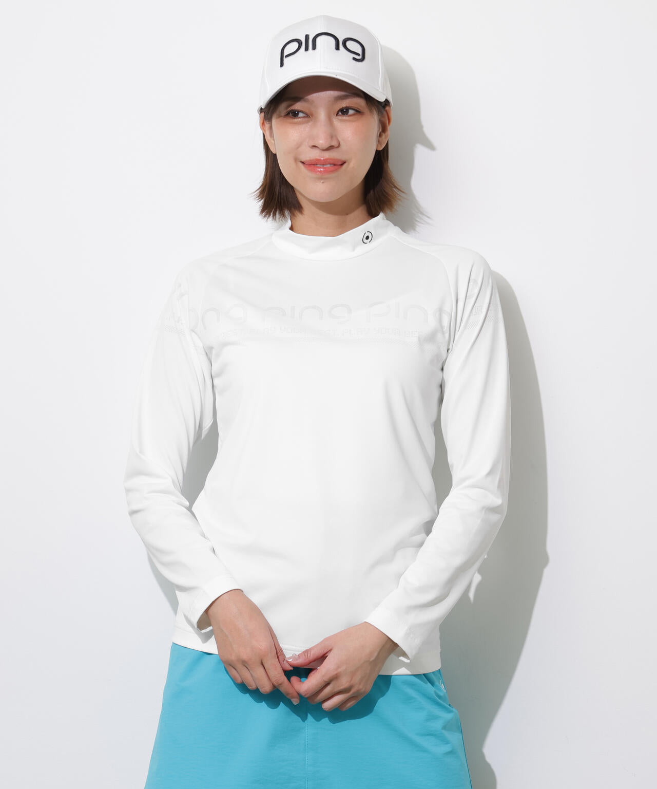【PING APPAREL】ロゴジャカード長袖ハイネックシャツ <PERFORMANCE> (LADIES)