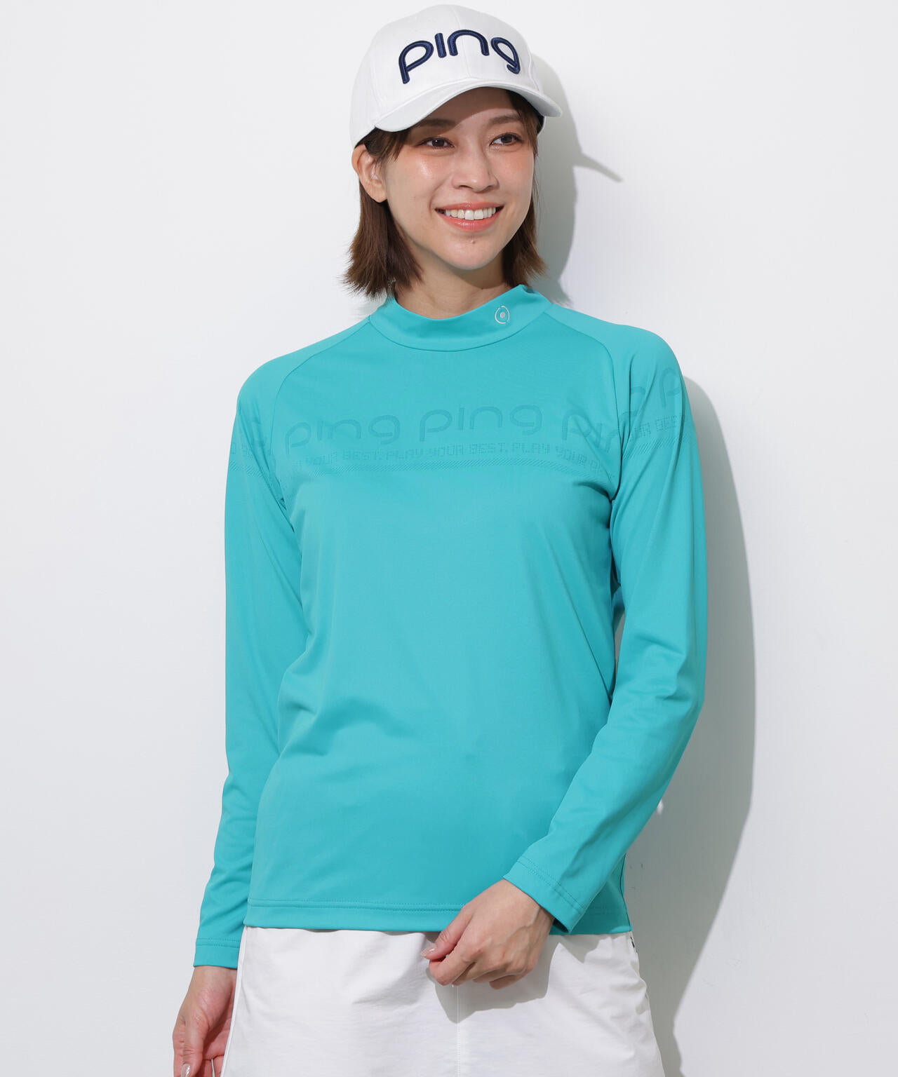 【PING APPAREL】ロゴジャカード長袖ハイネックシャツ <PERFORMANCE> (LADIES)