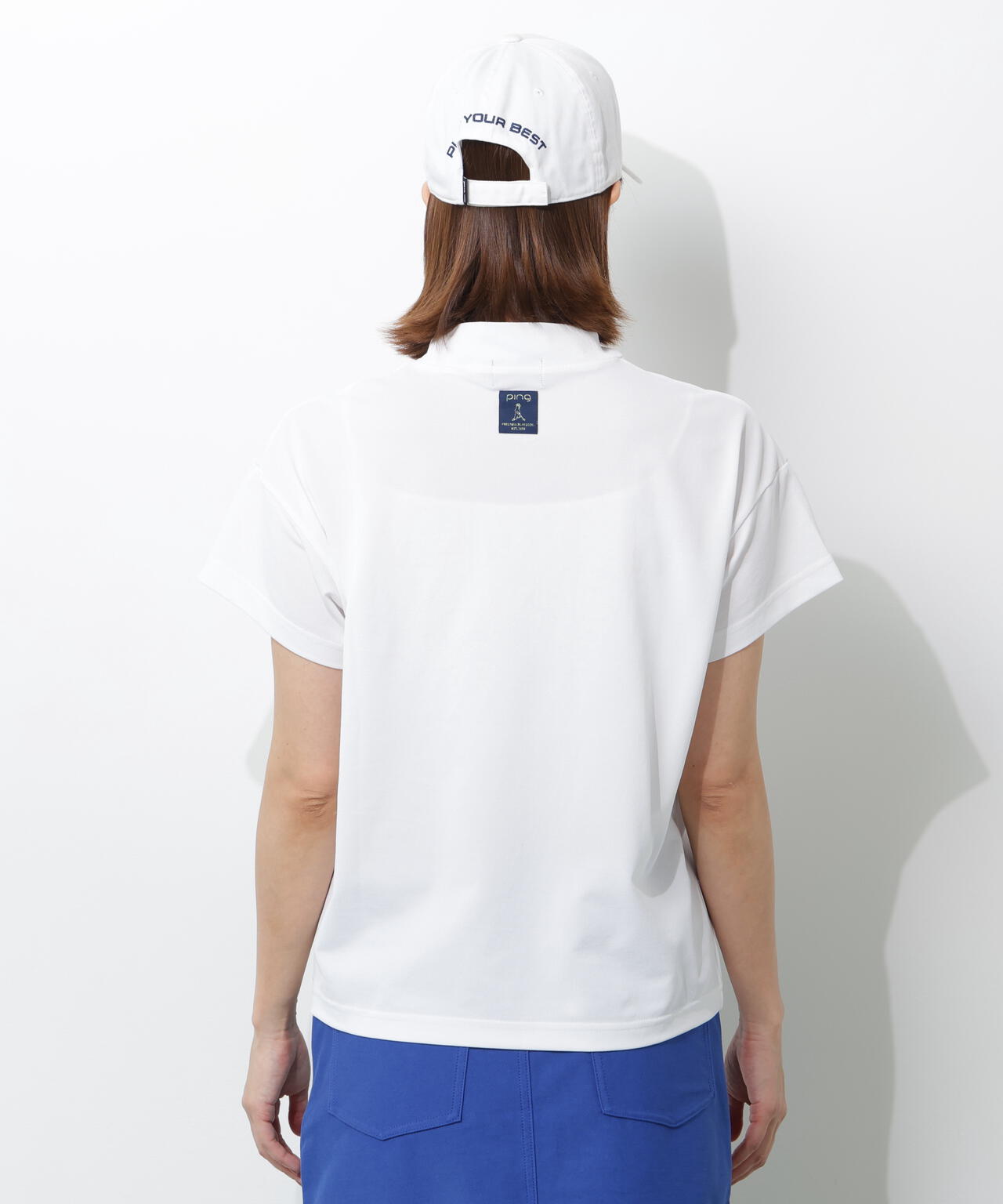 【PING APPAREL】アップリケ半袖ハイネックシャツ <NATIVE> (LADIES)